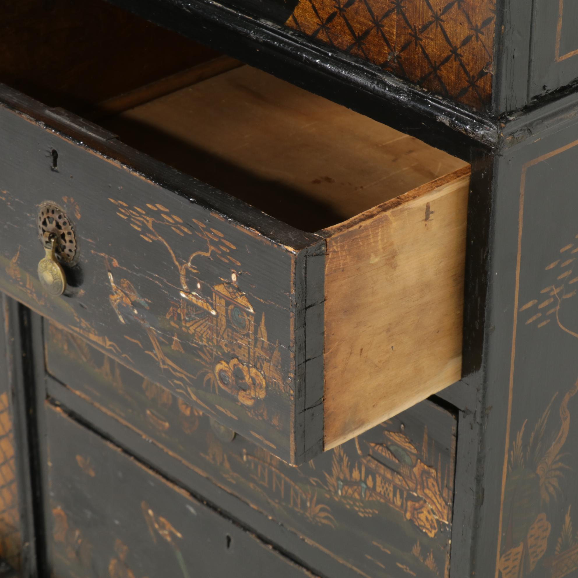 Chinese Lacquered and Paint-Decorated Wardrobe, Late 19th Century