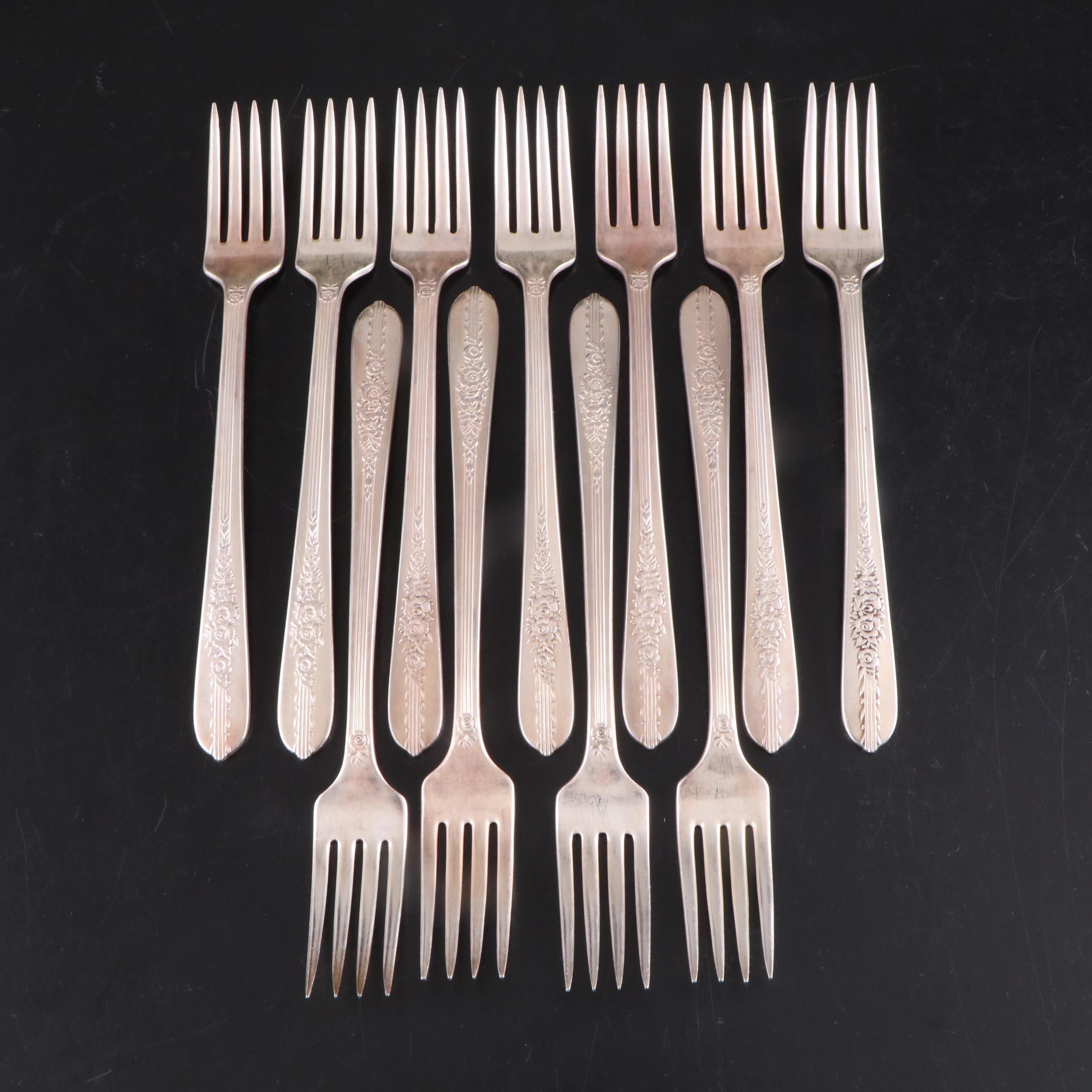 Oneida "Royal Rose" Nobility Plate Flatware and Serving Utensils, Mid-20th