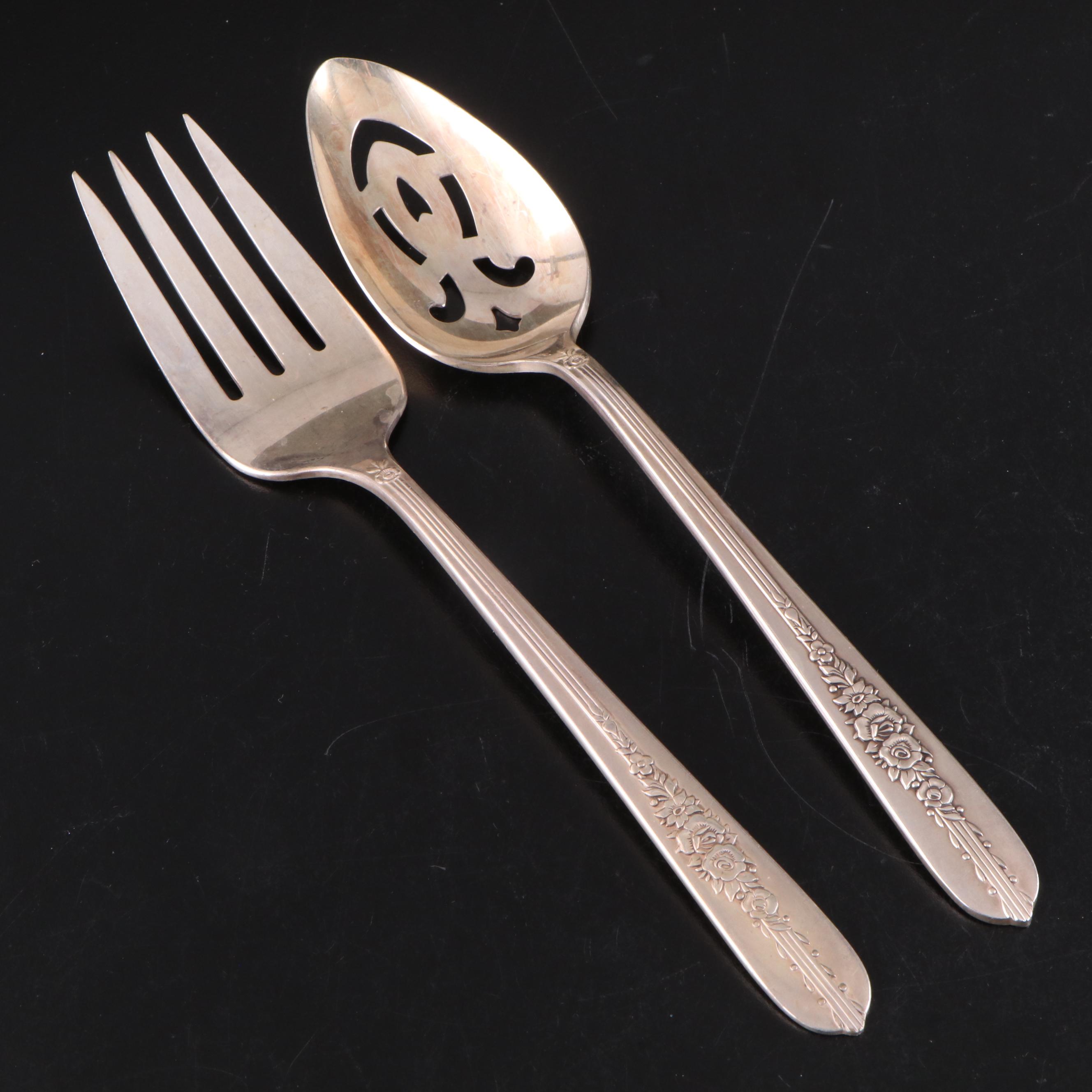 Oneida "Royal Rose" Nobility Plate Flatware and Serving Utensils, Mid-20th