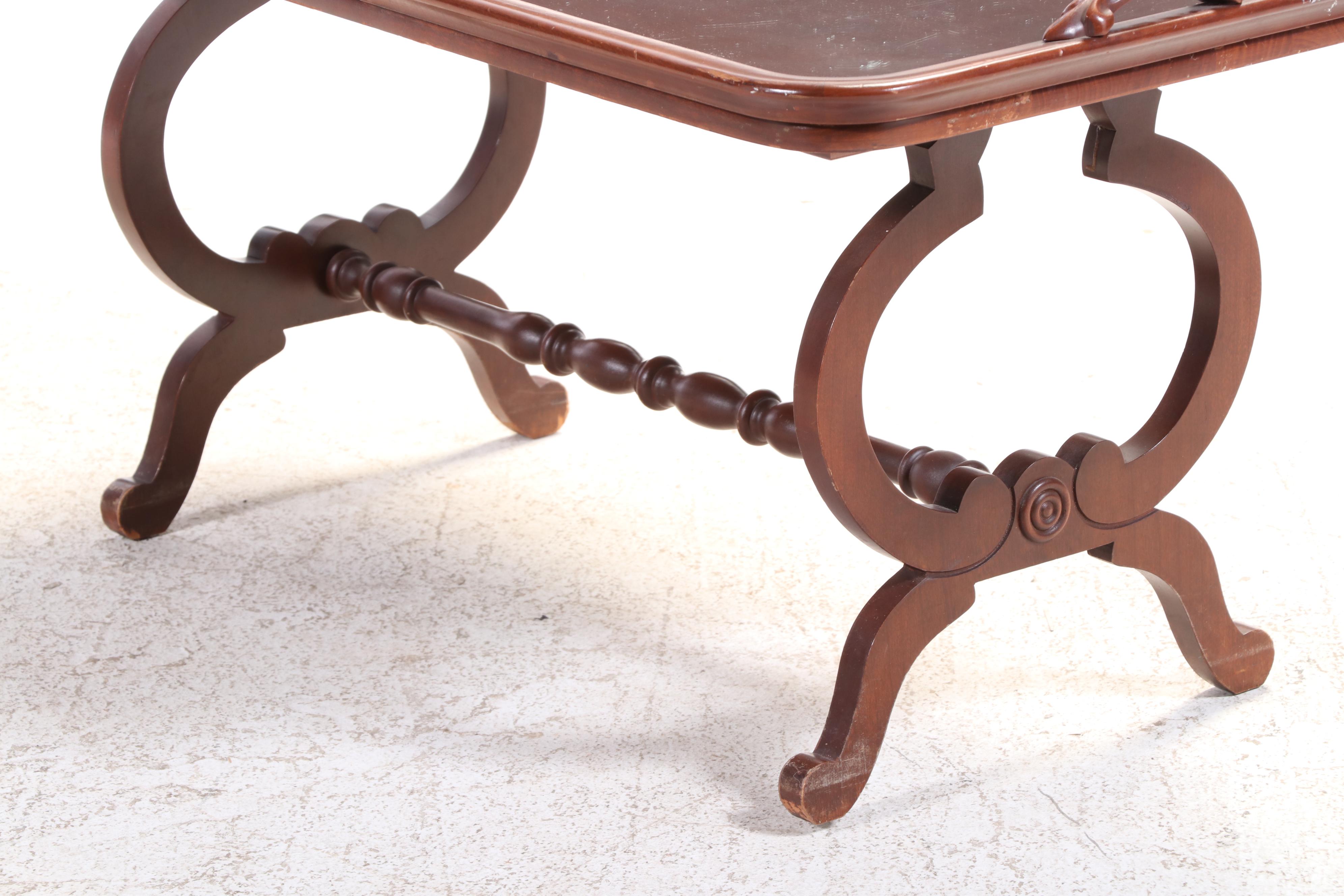 Hardwood and Glass Tray Top Coffee Table