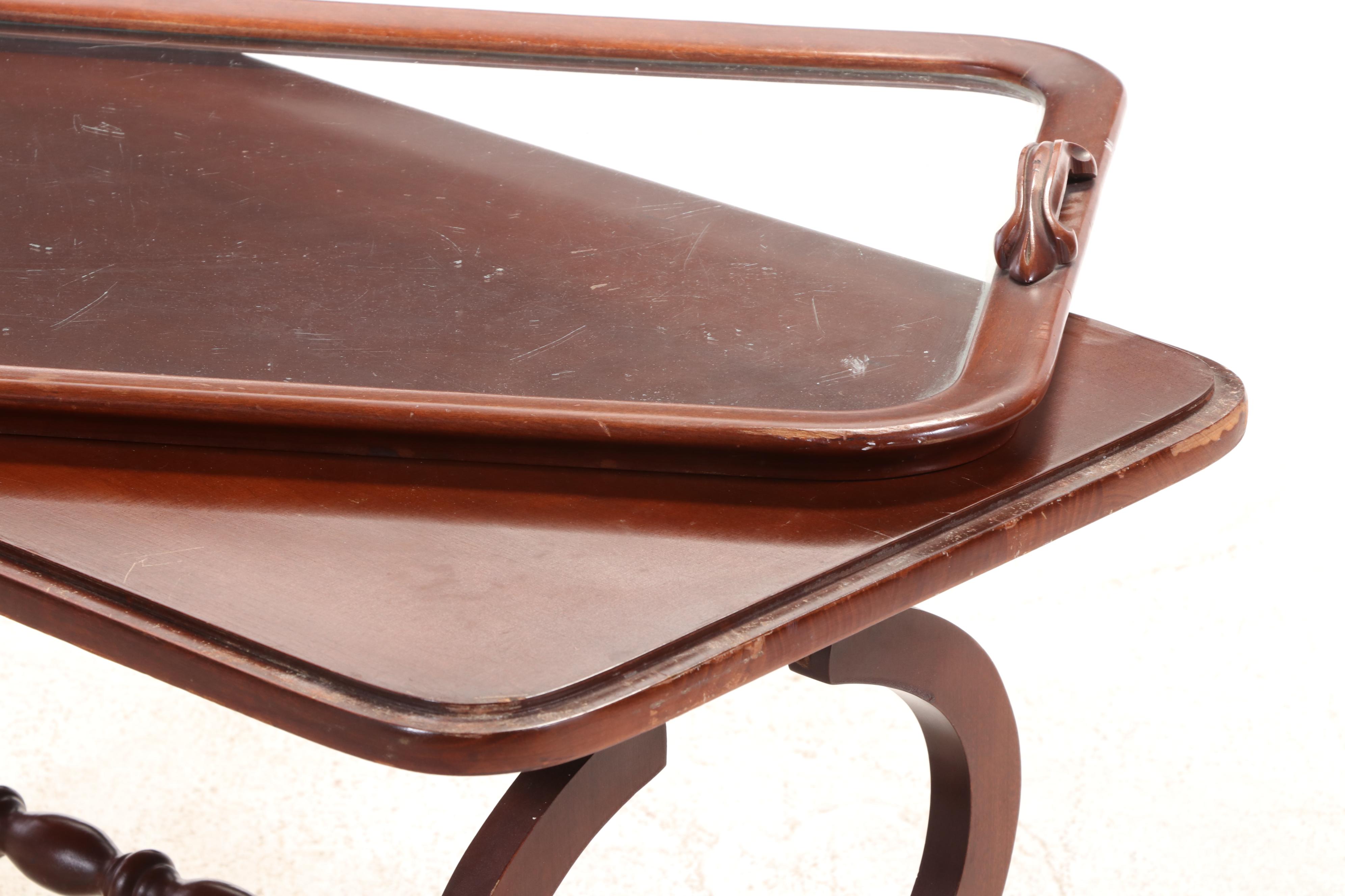 Hardwood and Glass Tray Top Coffee Table