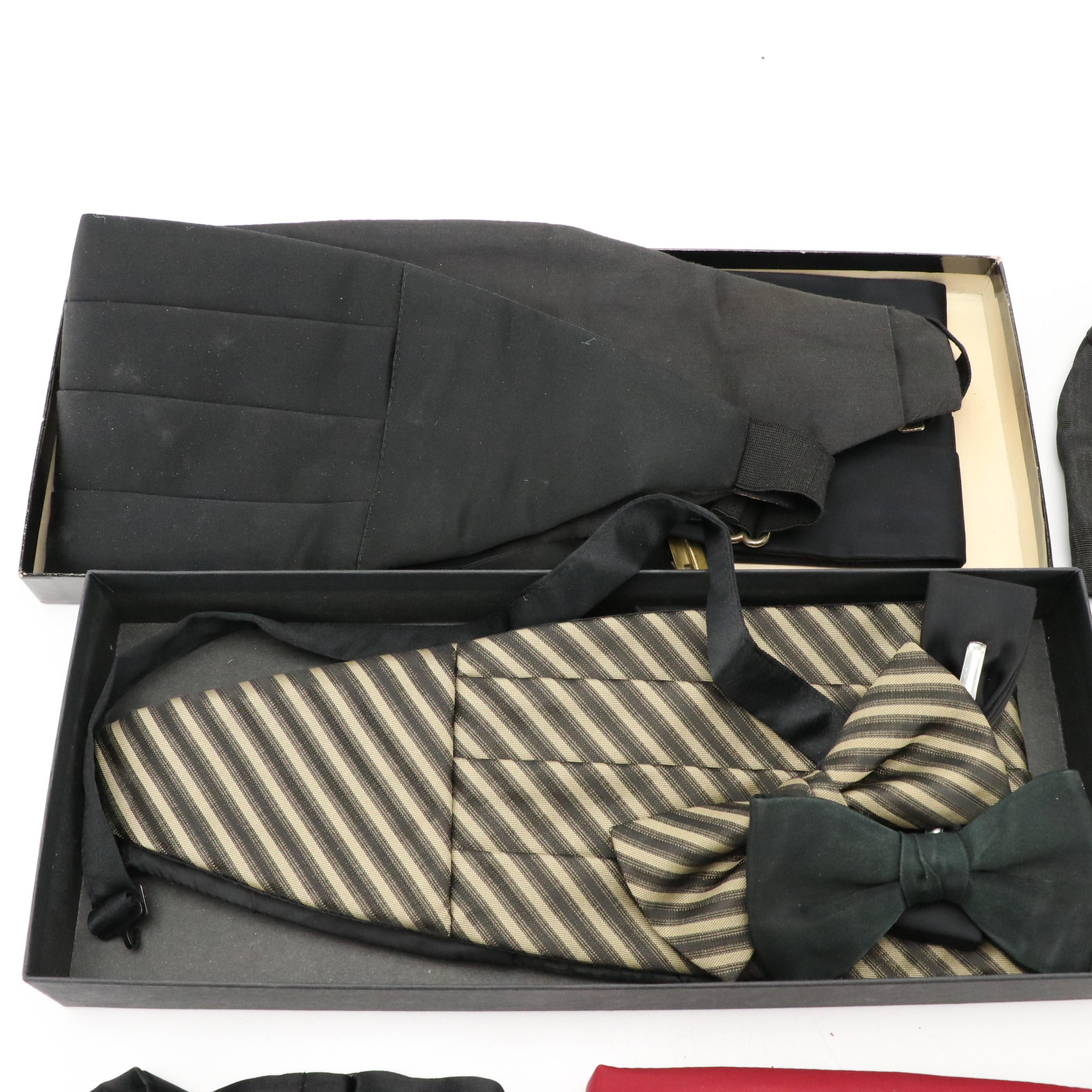 Men's Tuxedo Cummerbund, Bow Tie, Accessories, Patent Leather Dress Shoes, etc.