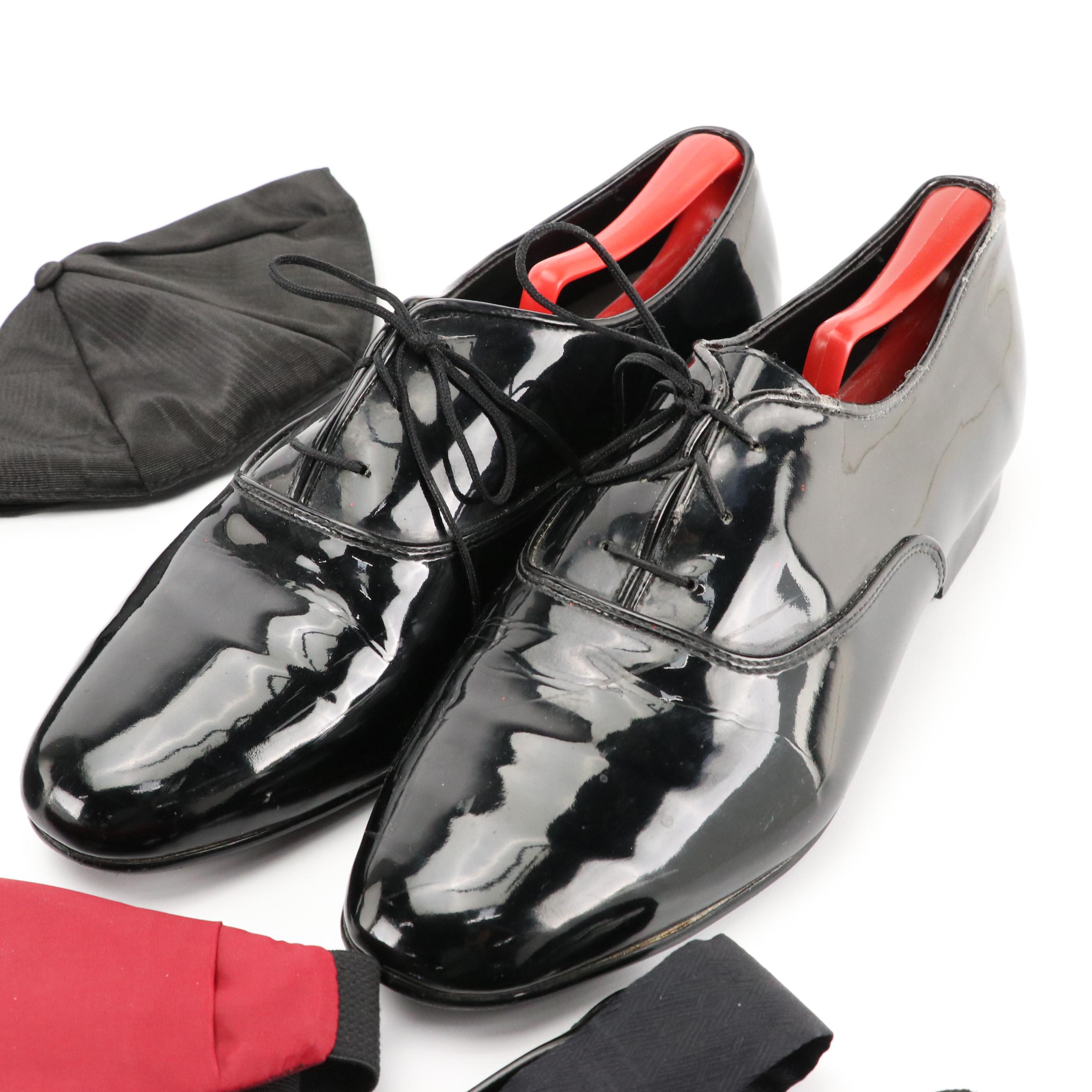 Men's Tuxedo Cummerbund, Bow Tie, Accessories, Patent Leather Dress Shoes, etc.