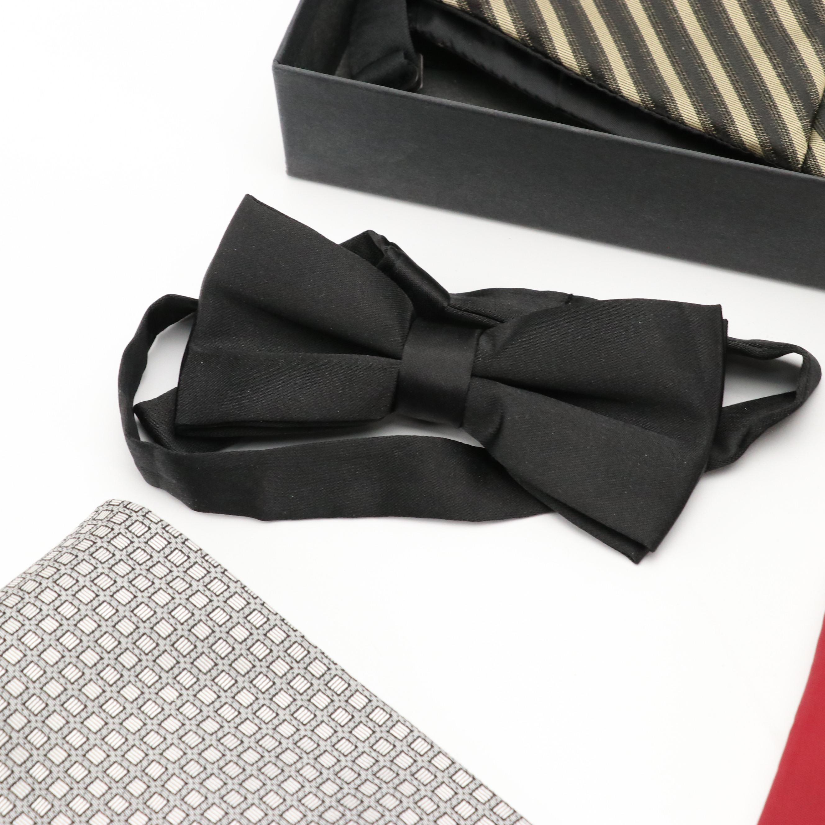 Men's Tuxedo Cummerbund, Bow Tie, Accessories, Patent Leather Dress Shoes, etc.