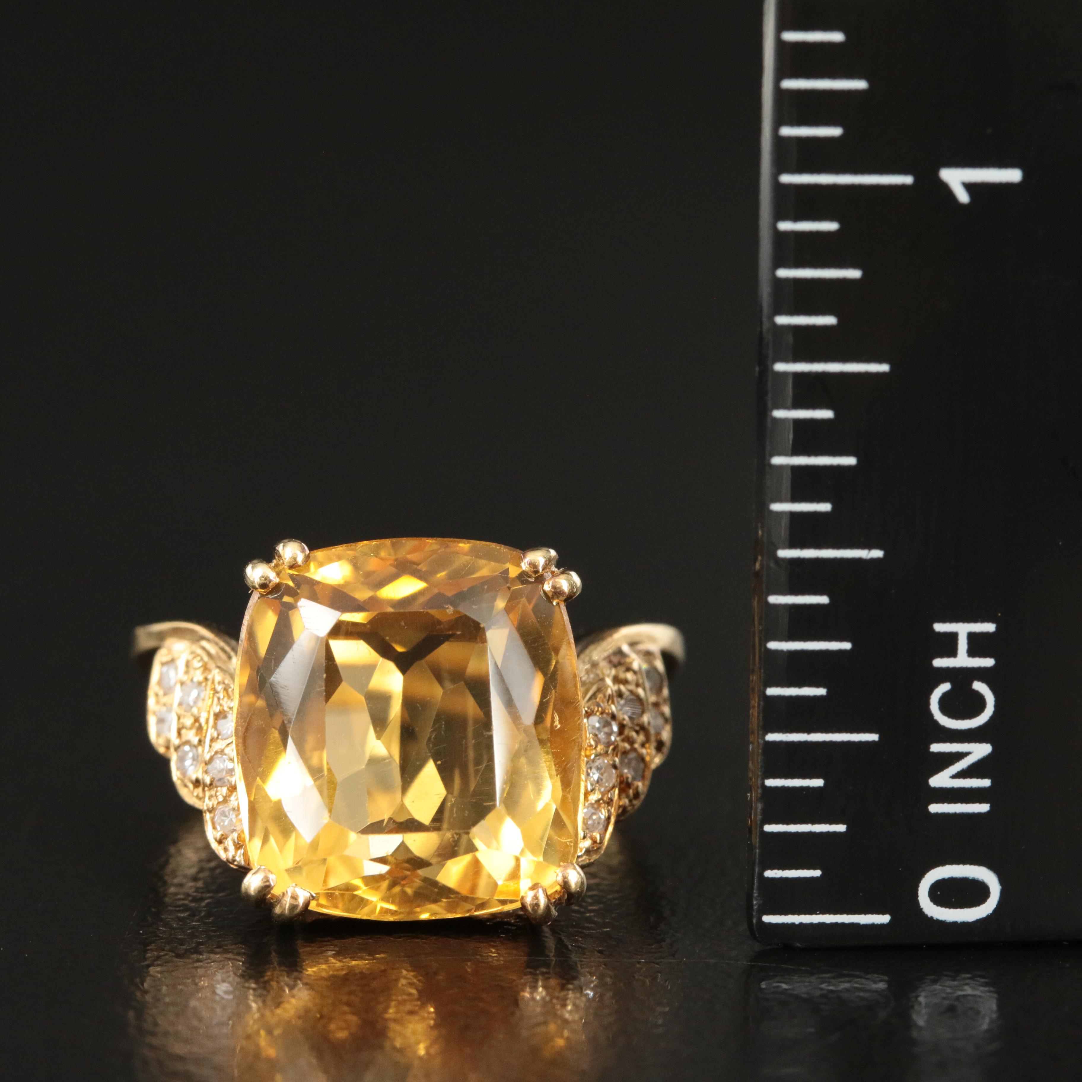 18K 7.32 CT Citrine and Diamond Ring