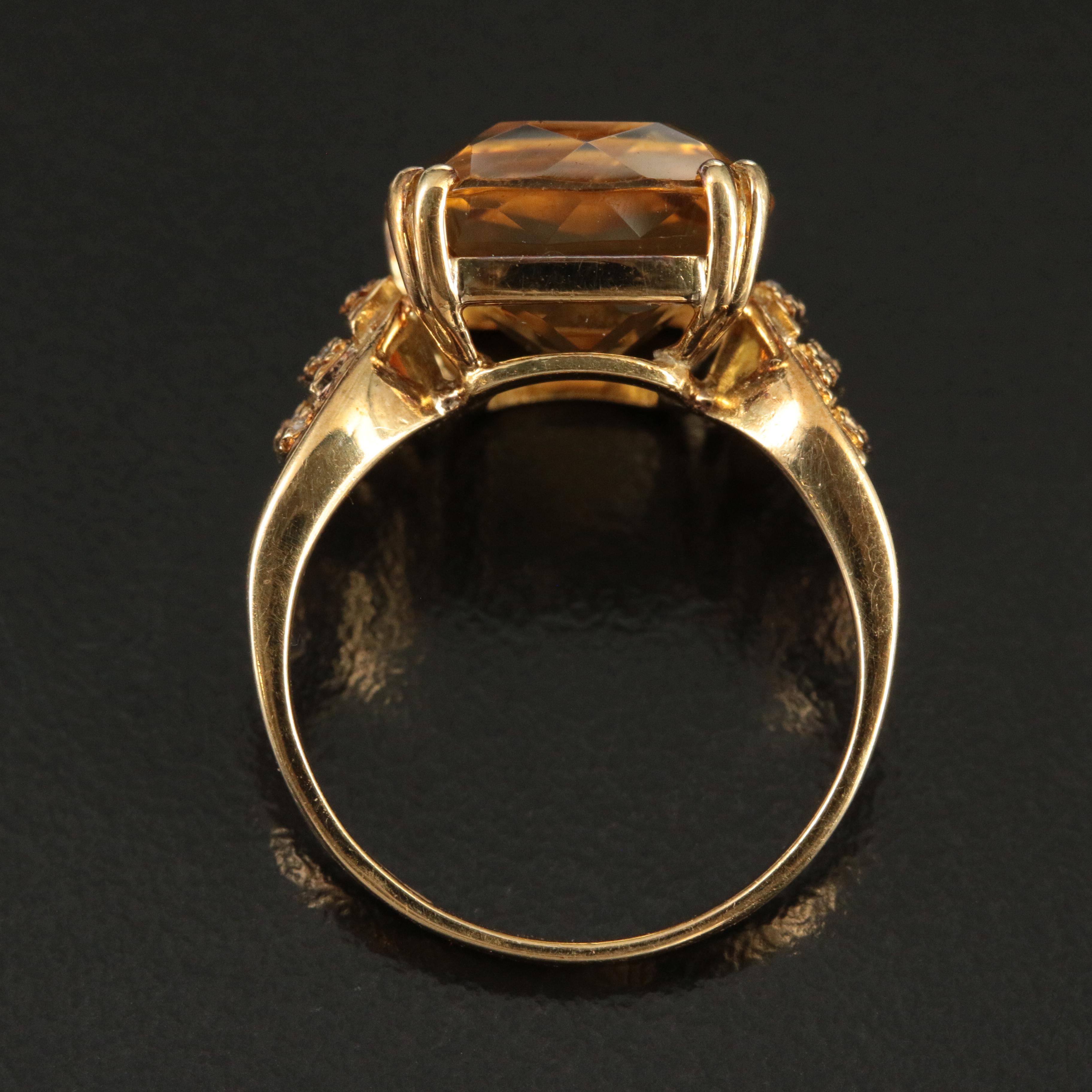 18K 7.32 CT Citrine and Diamond Ring