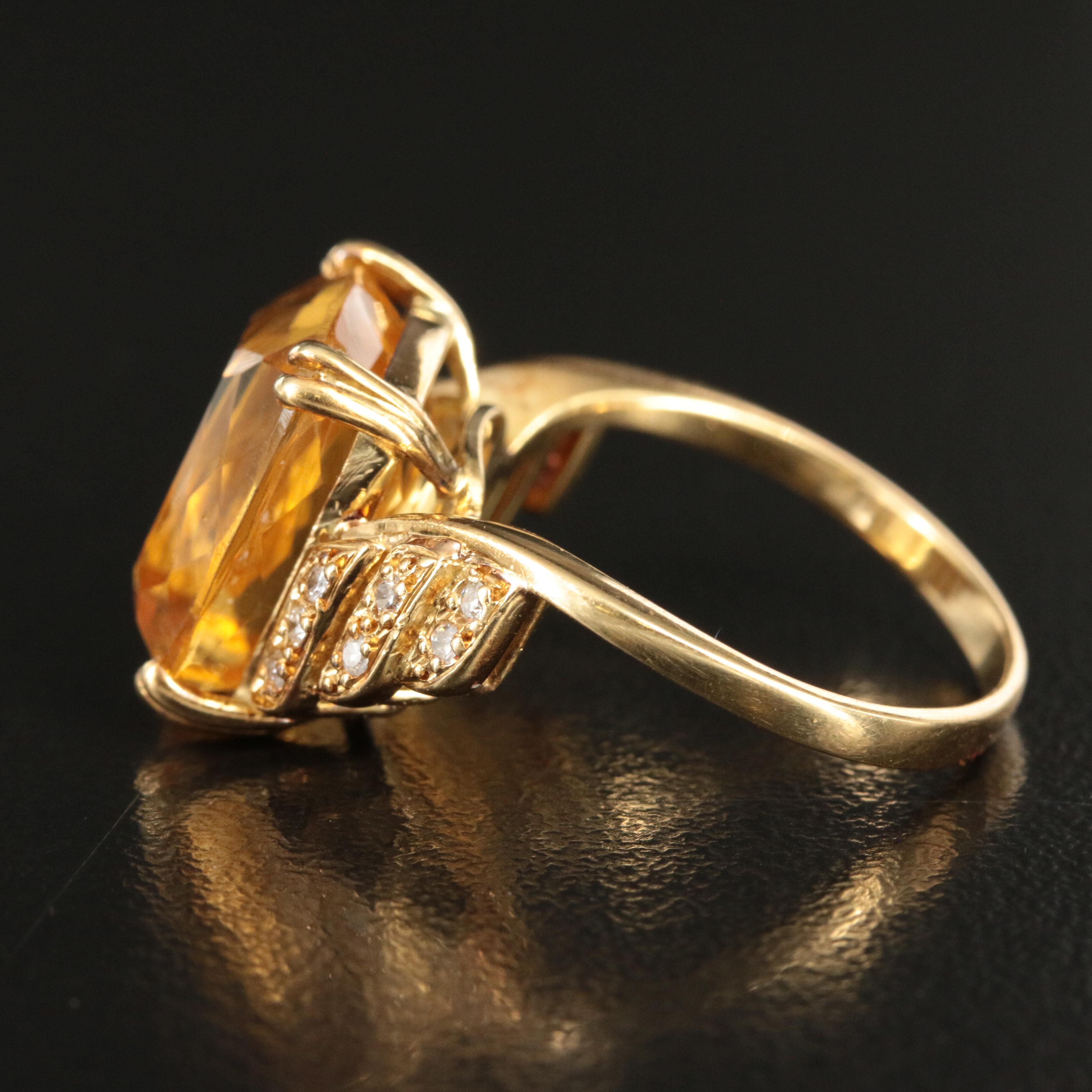 18K 7.32 CT Citrine and Diamond Ring