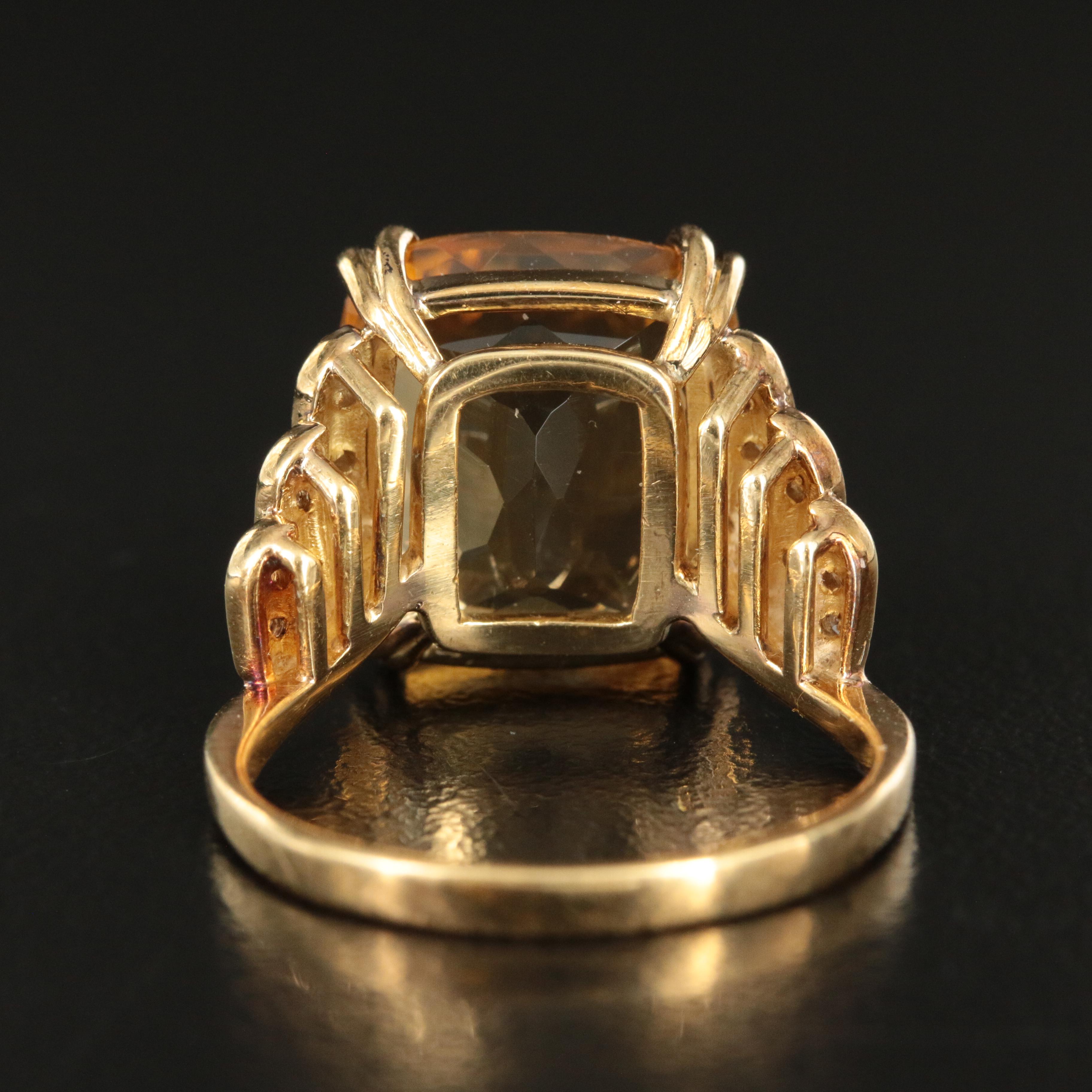 18K 7.32 CT Citrine and Diamond Ring