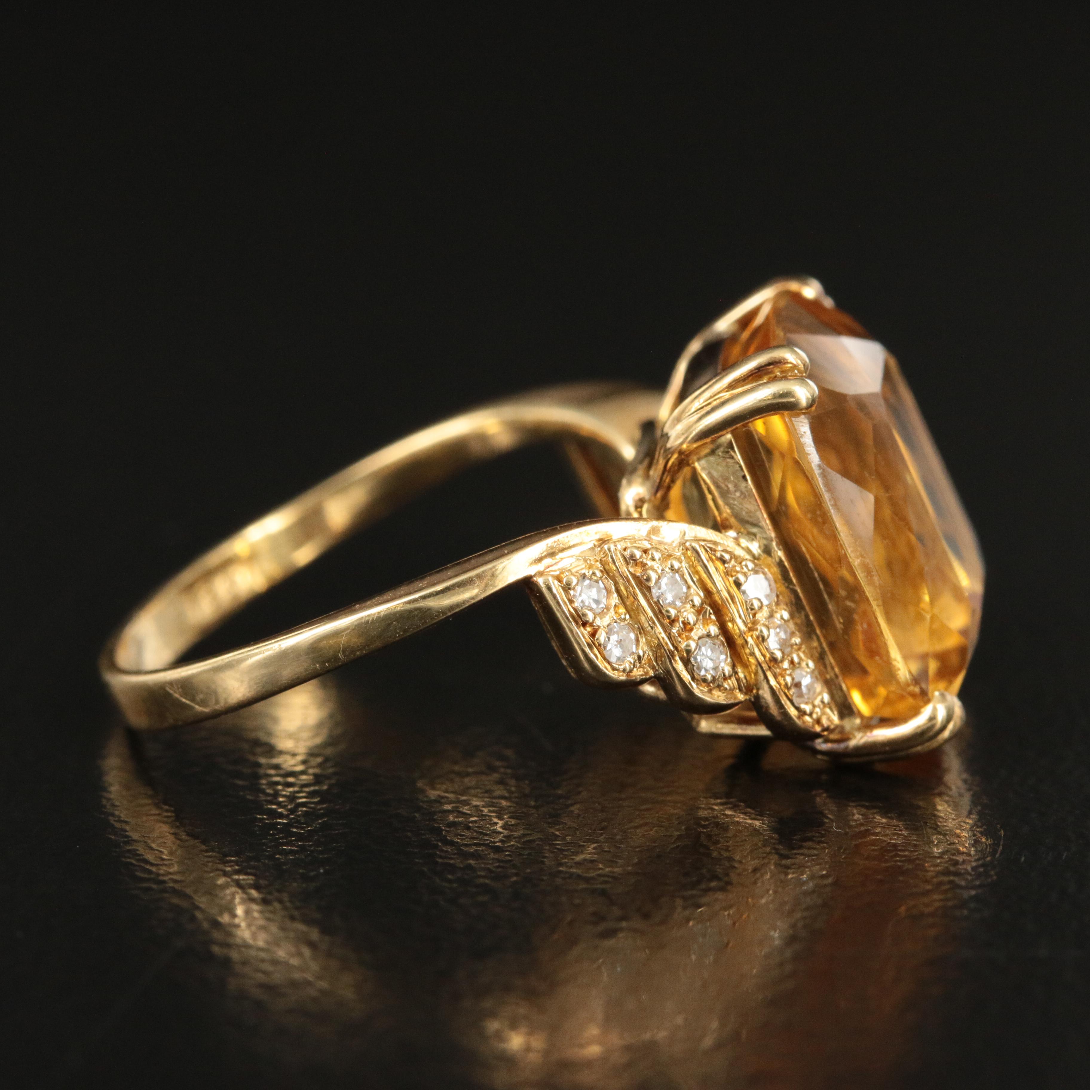 18K 7.32 CT Citrine and Diamond Ring
