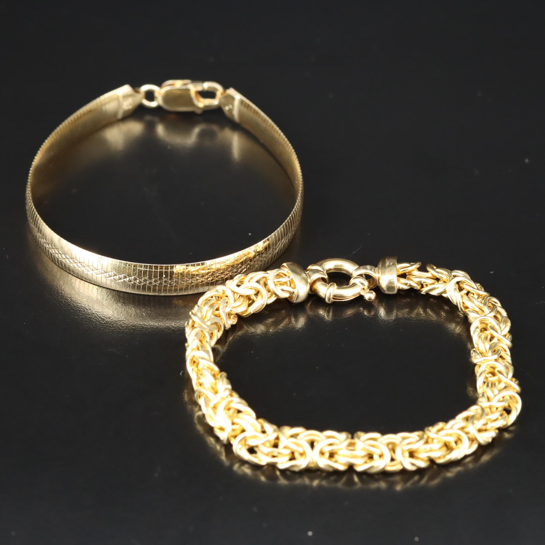 Veronese Sterling Byzantine and Patterned Omega Chain Bracelets