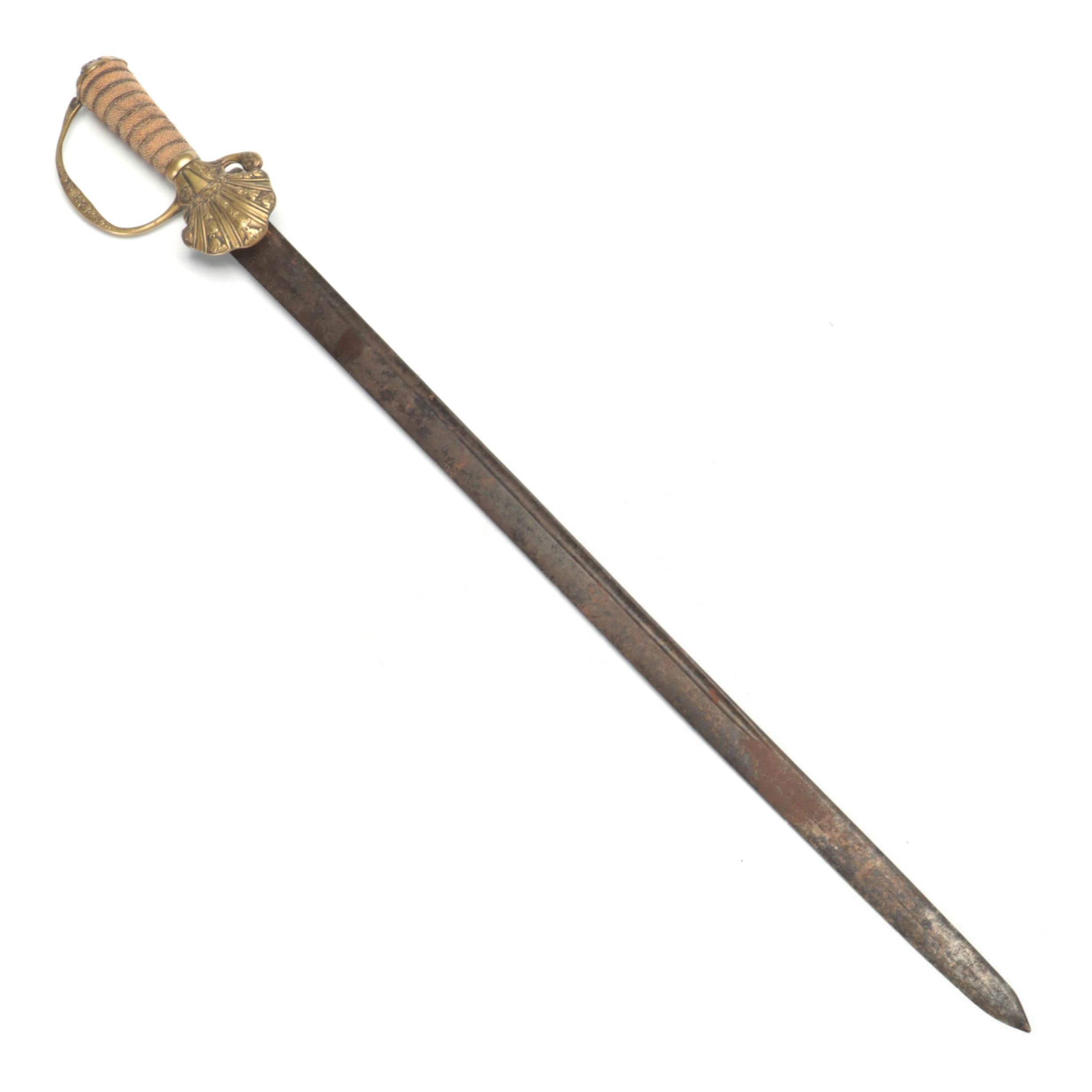 Antique German Shagreen-Handled and Brass-Hilted Hunting Sword
