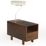 George Nelson for Herman Miller Walnut and Glass Table with Integrated Lamp