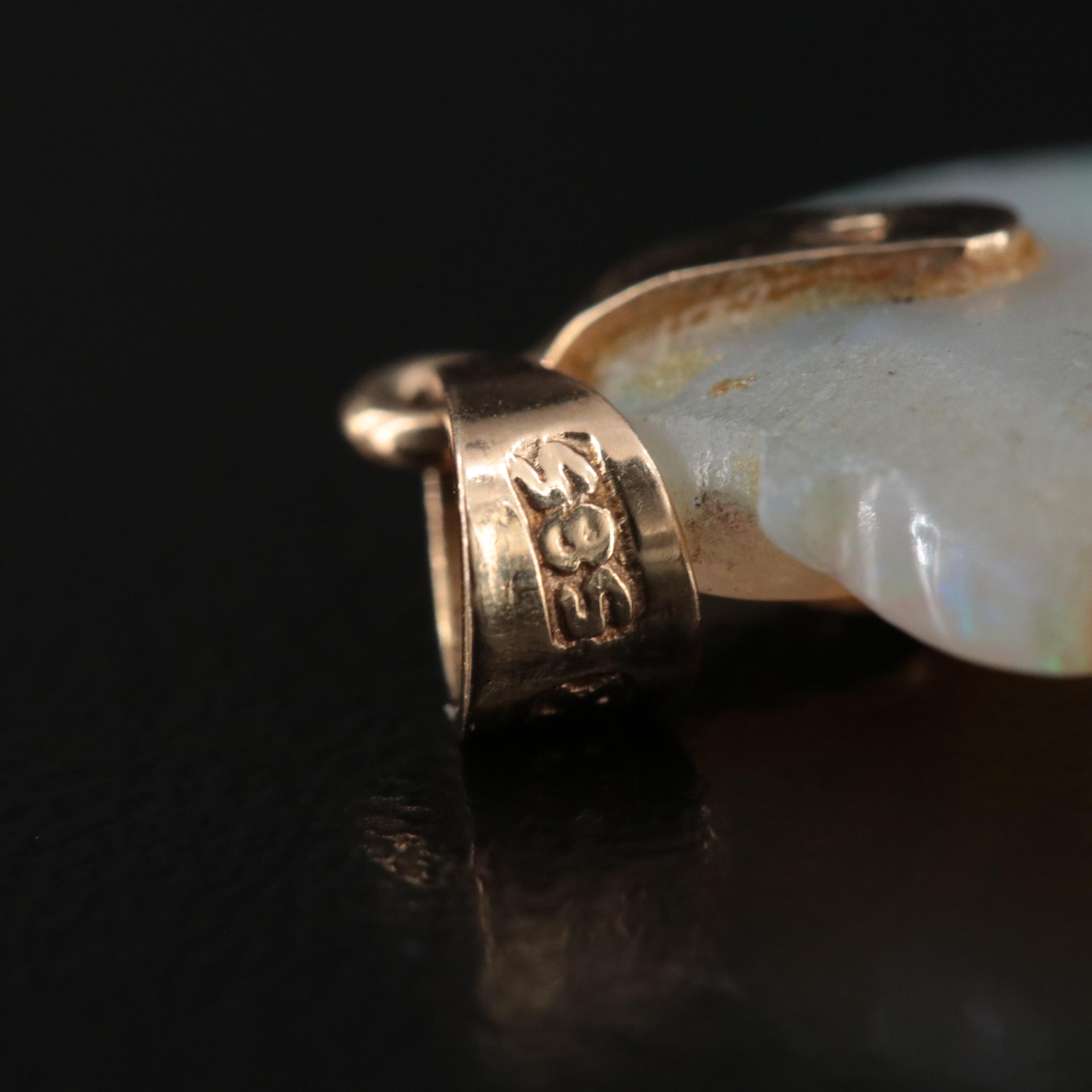 14K Carved Opal Pendant