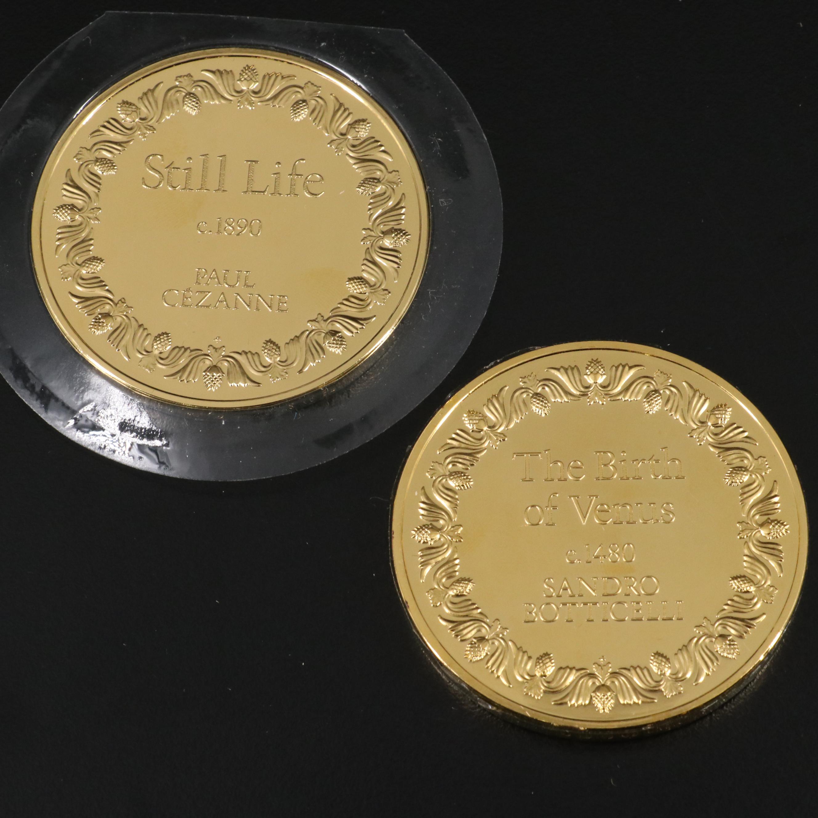 Large Wooden Coin Cabinet and Fourteen Sterling Silver Franklin Mint Medals