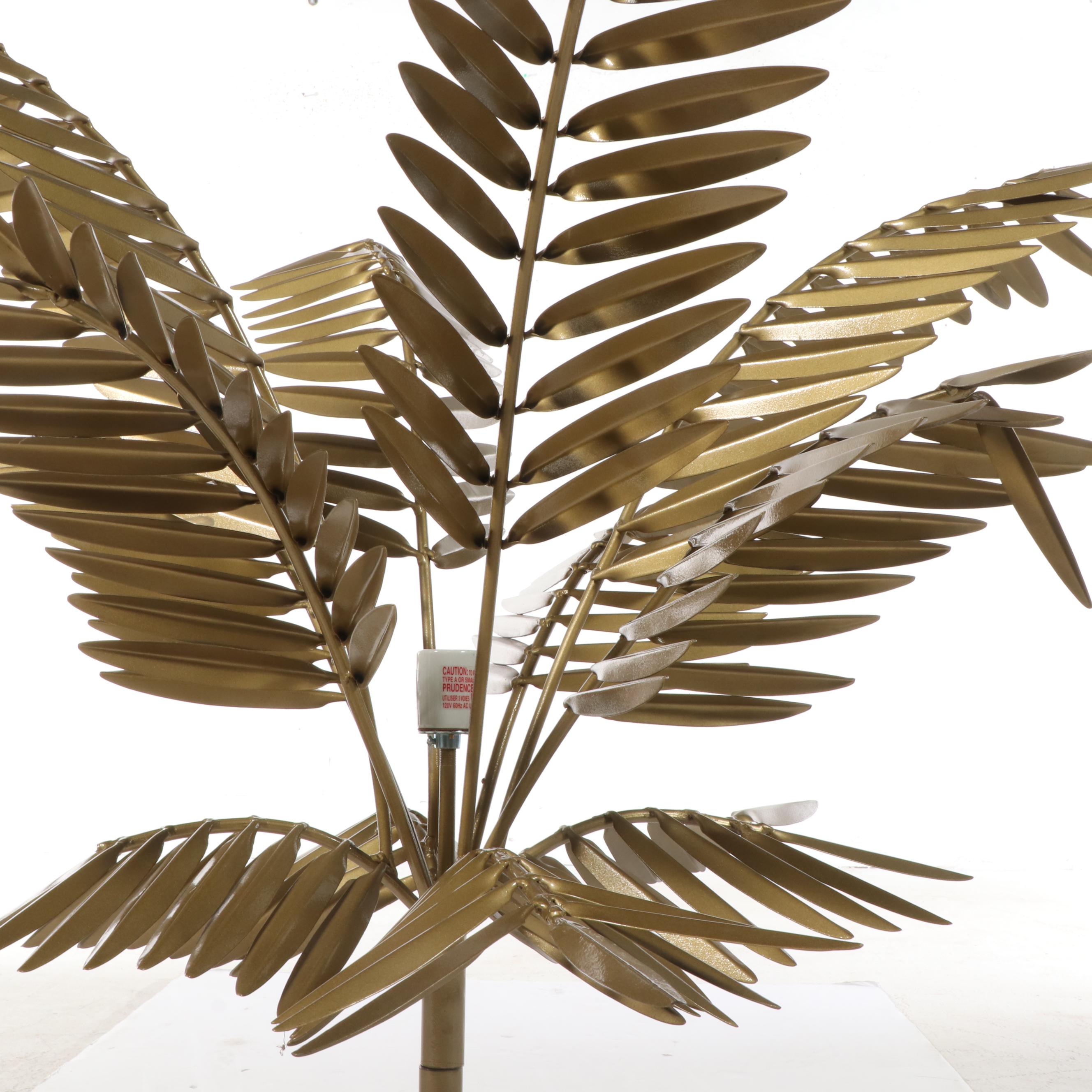 Gilt Metal Palm Tree Floor Lamp