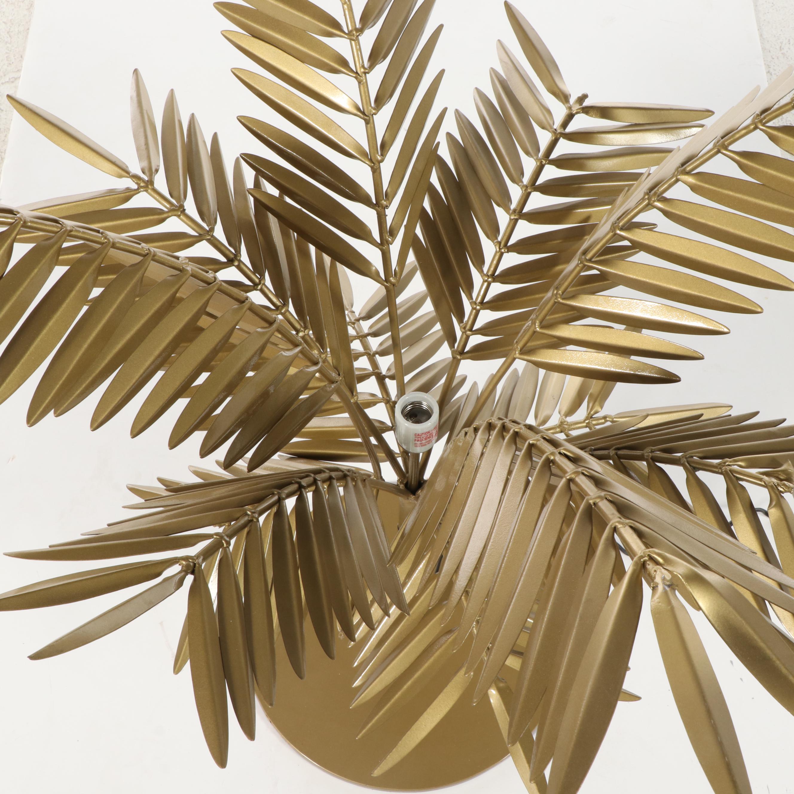 Gilt Metal Palm Tree Floor Lamp