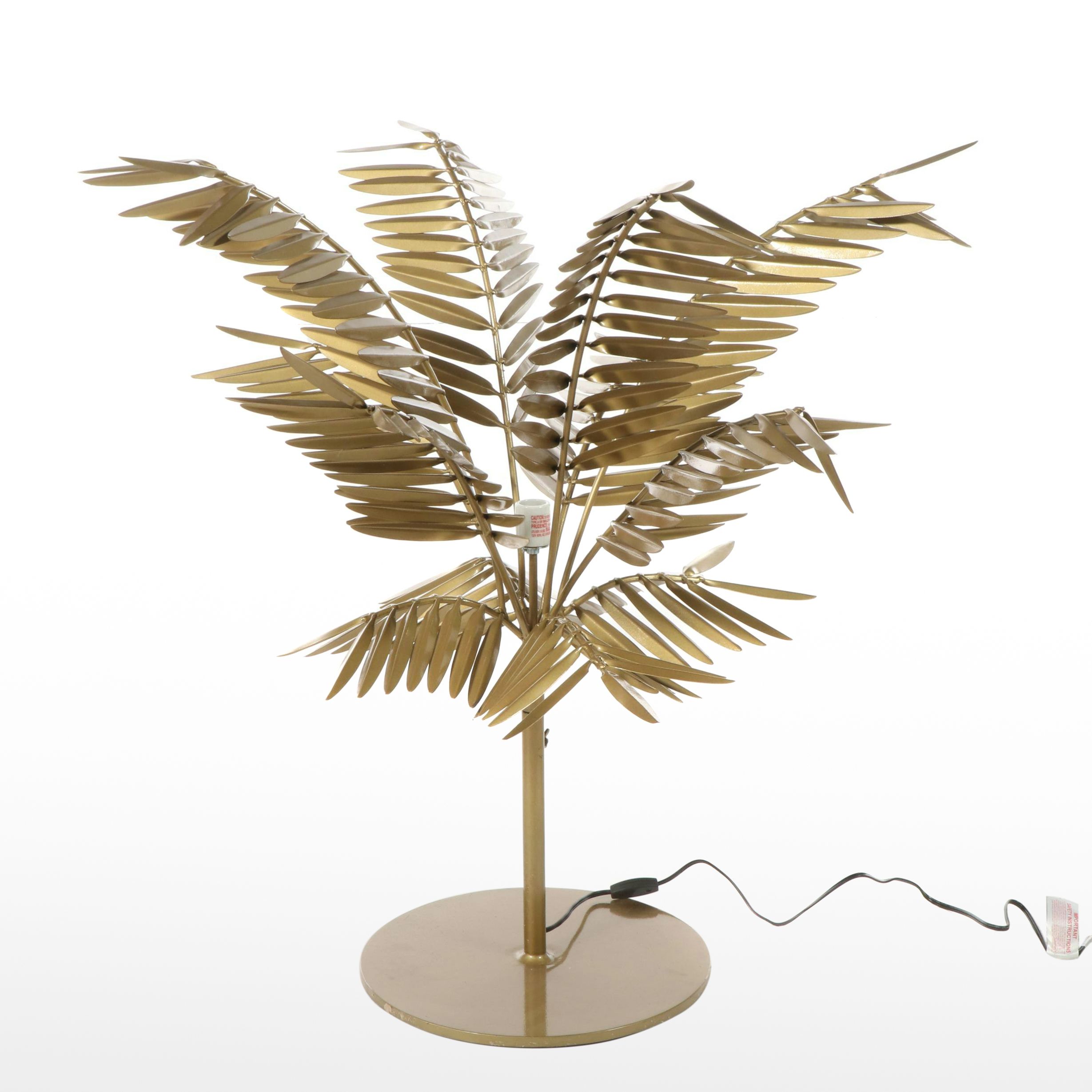 Gilt Metal Palm Tree Floor Lamp