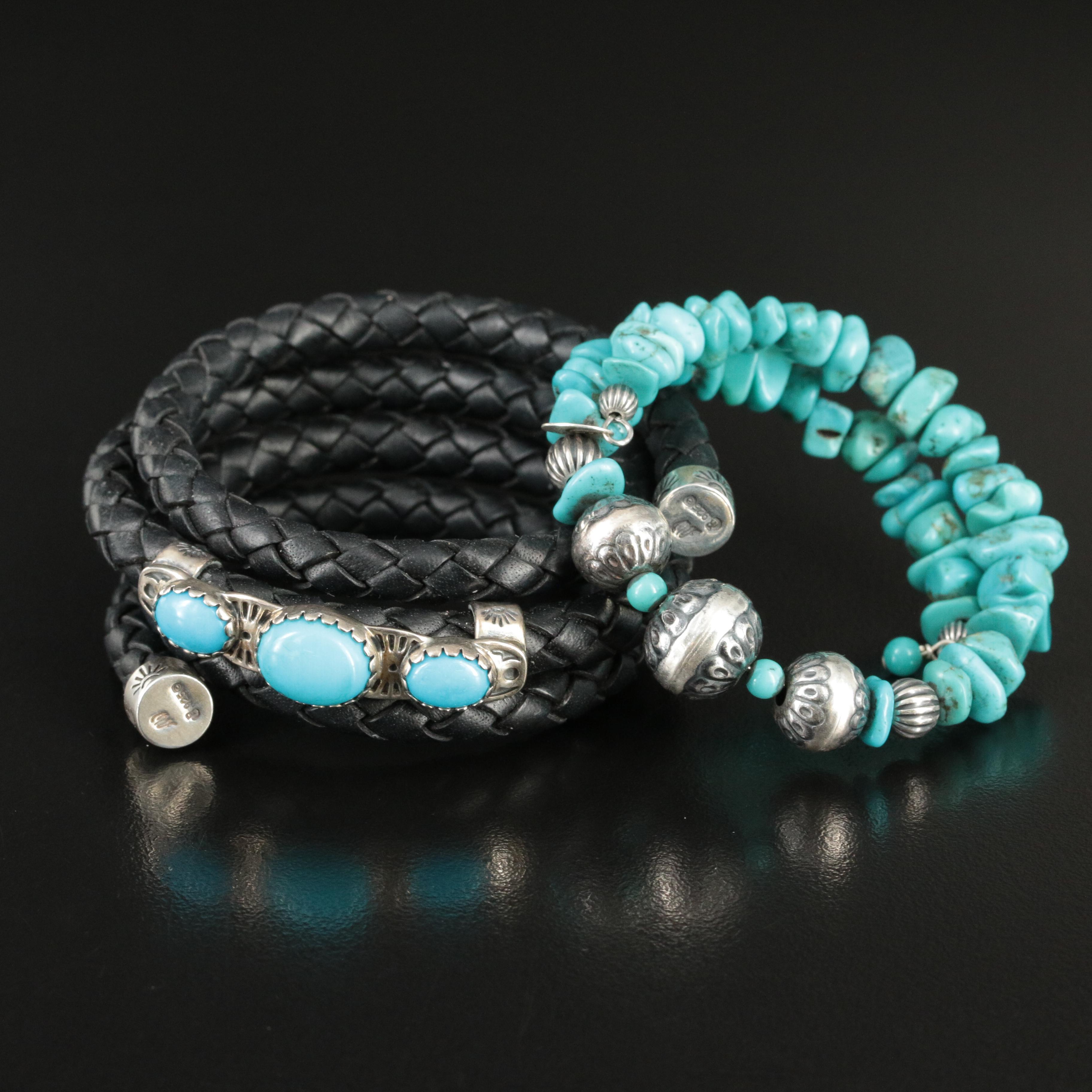 Relios and American West Sterling Turquoise Wrap Bracelets