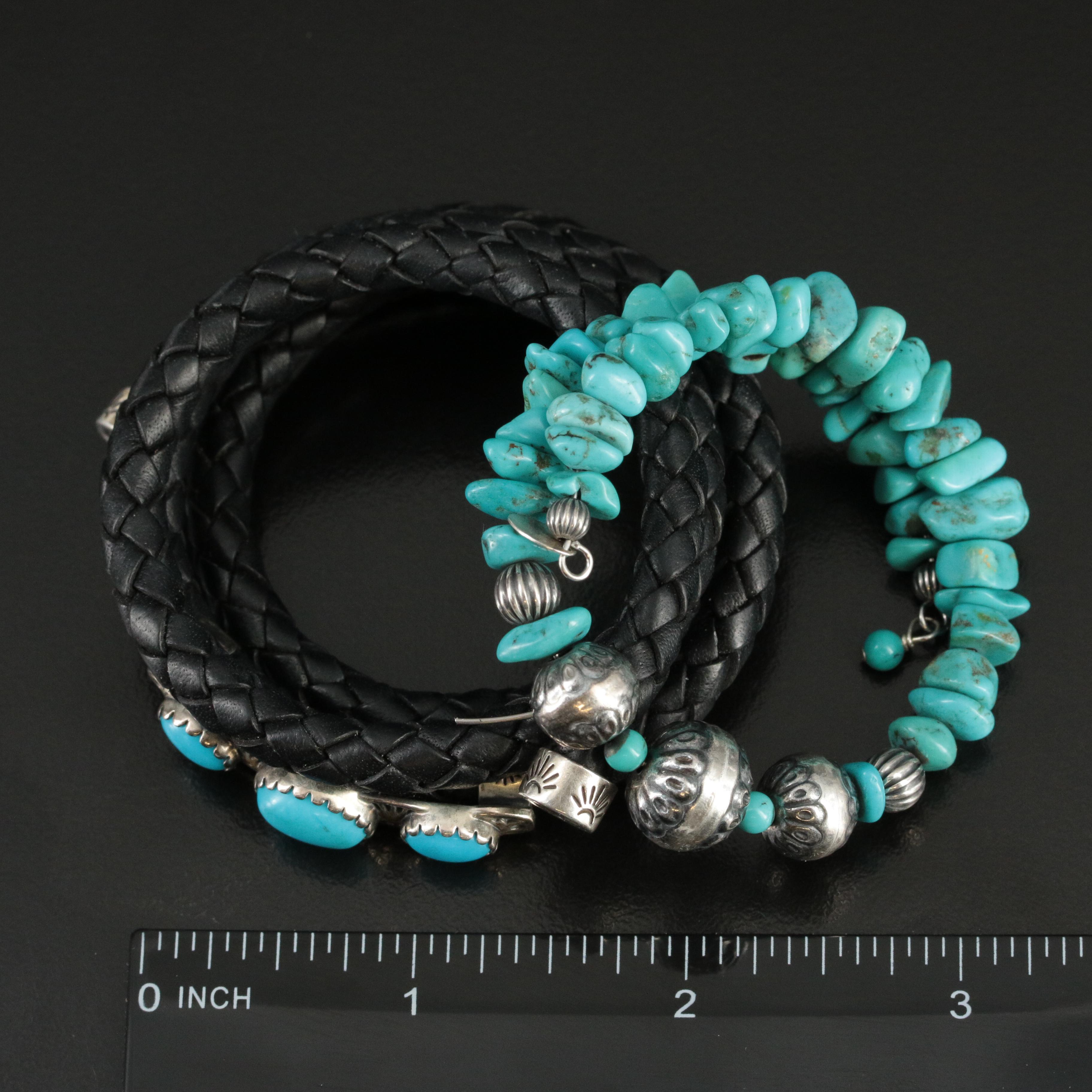 Relios and American West Sterling Turquoise Wrap Bracelets