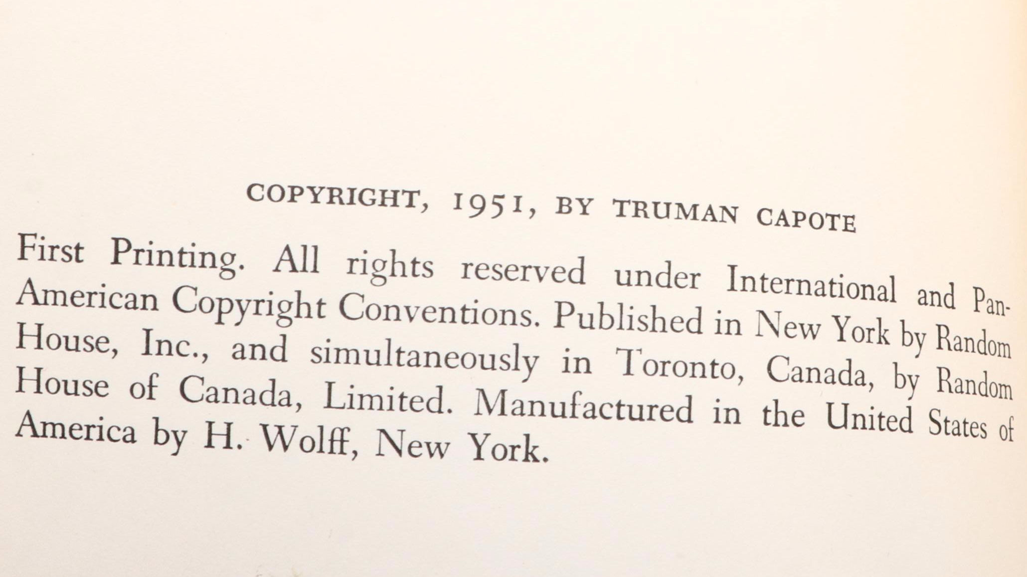 First Edition "The Grass Harp" by Truman Capote, 1951