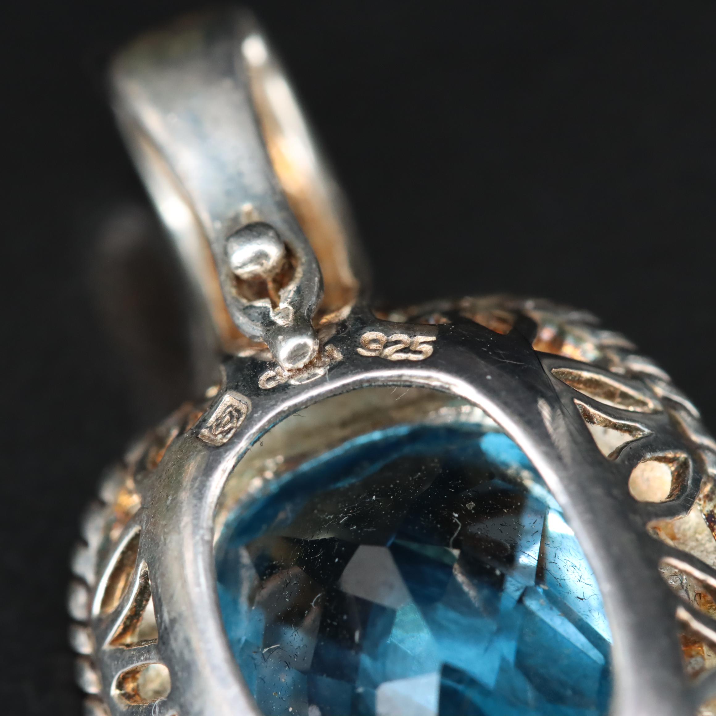 Sterling with Topaz, Spinel and Glass Rings and Topaz Enhancer Pendant