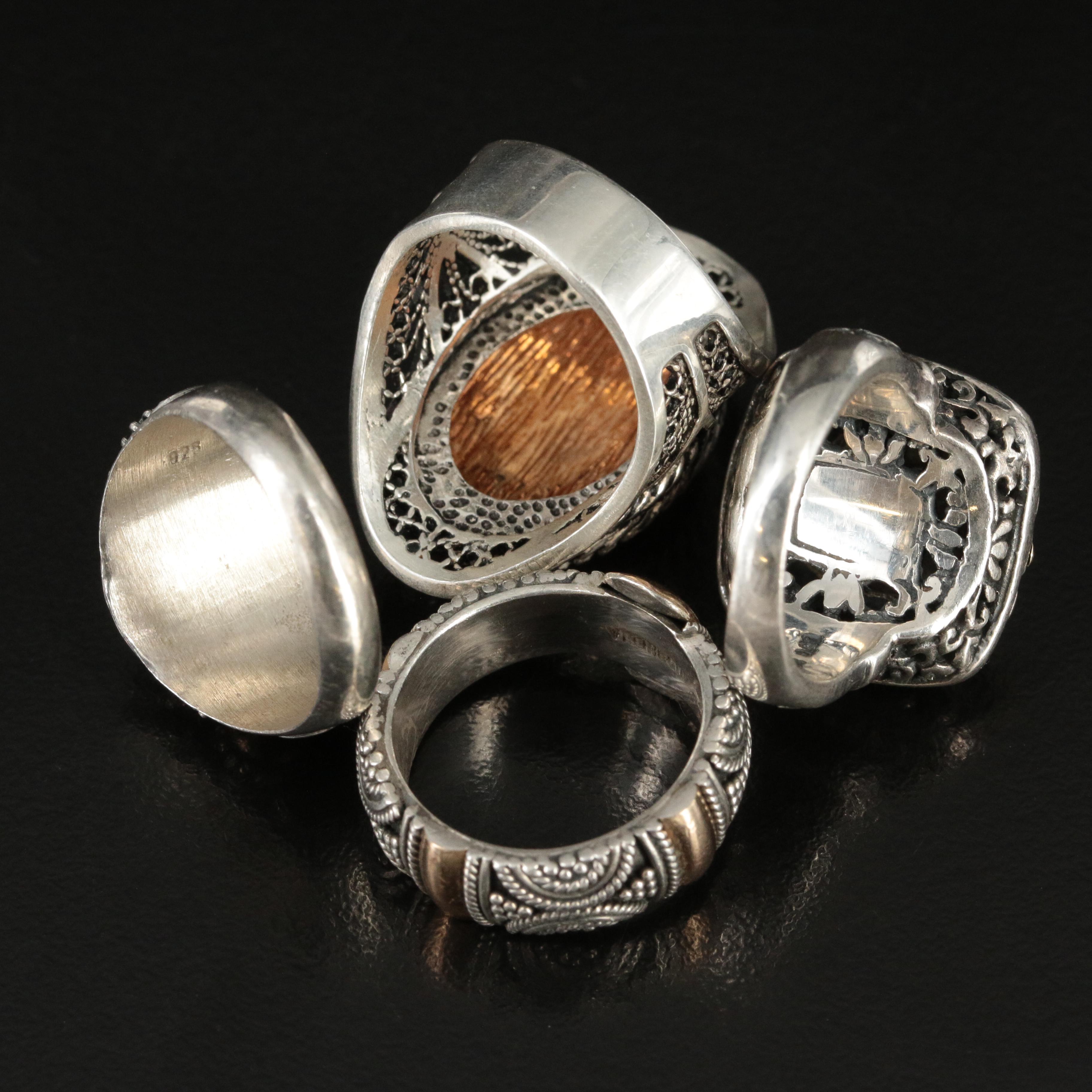 Sterling Rings Including Citrine, Garnet and 18K Accents