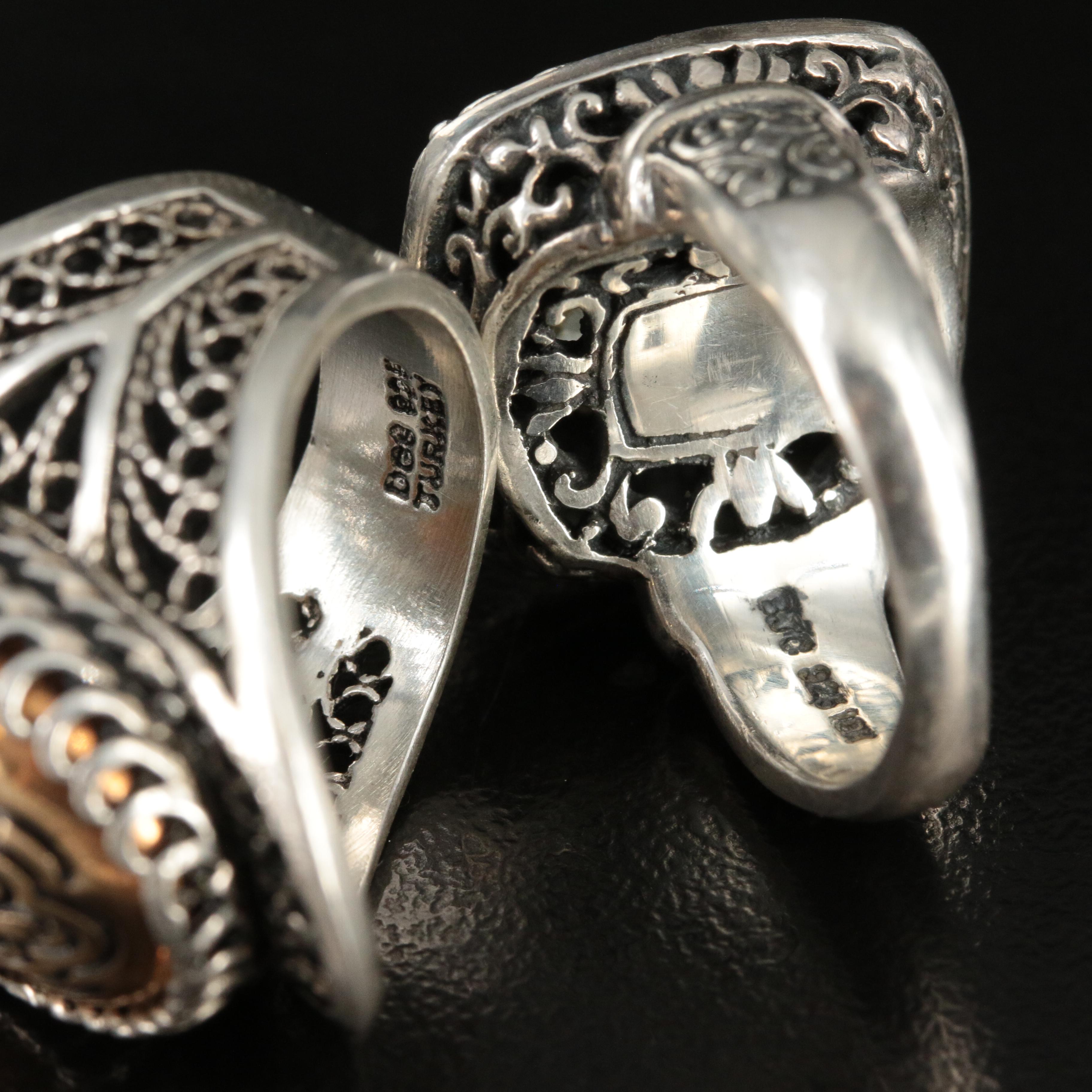 Sterling Rings Including Citrine, Garnet and 18K Accents