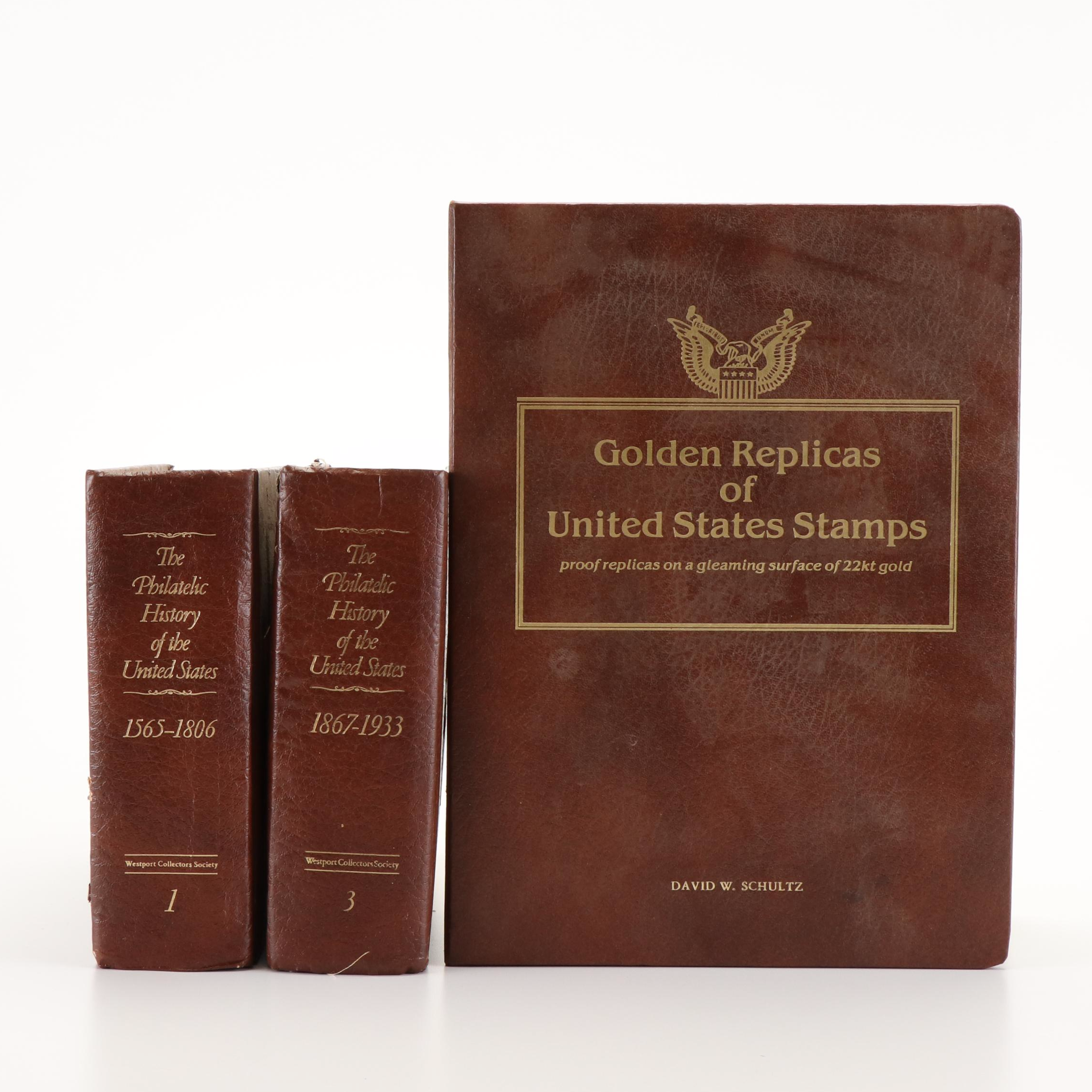 Three Albums of U.S. Postal Covers, Including 24K Gold Plated Stamp Replicas