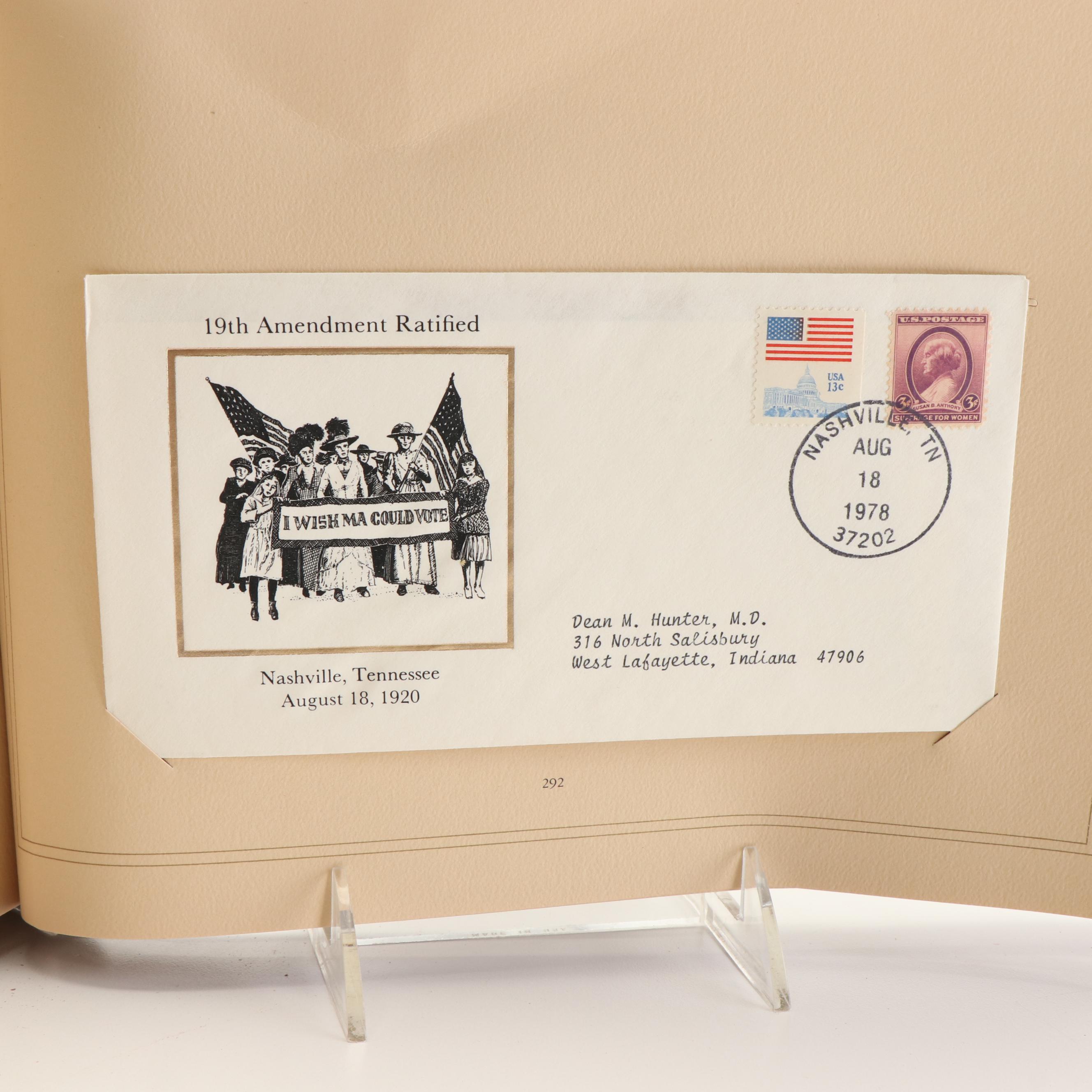 Three Albums of U.S. Postal Covers, Including 24K Gold Plated Stamp Replicas