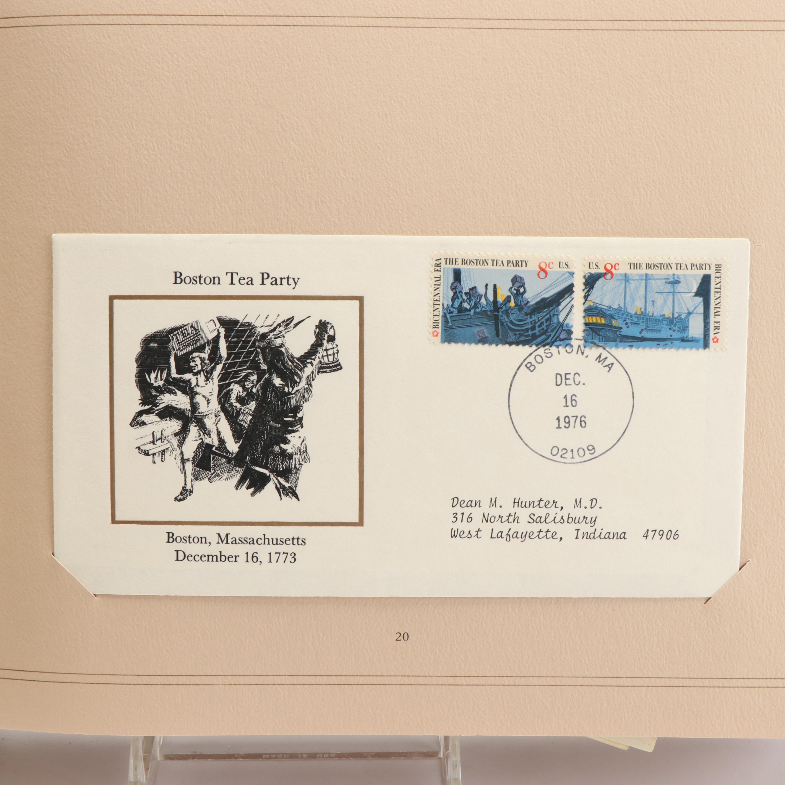 Three Albums of U.S. Postal Covers, Including 24K Gold Plated Stamp Replicas