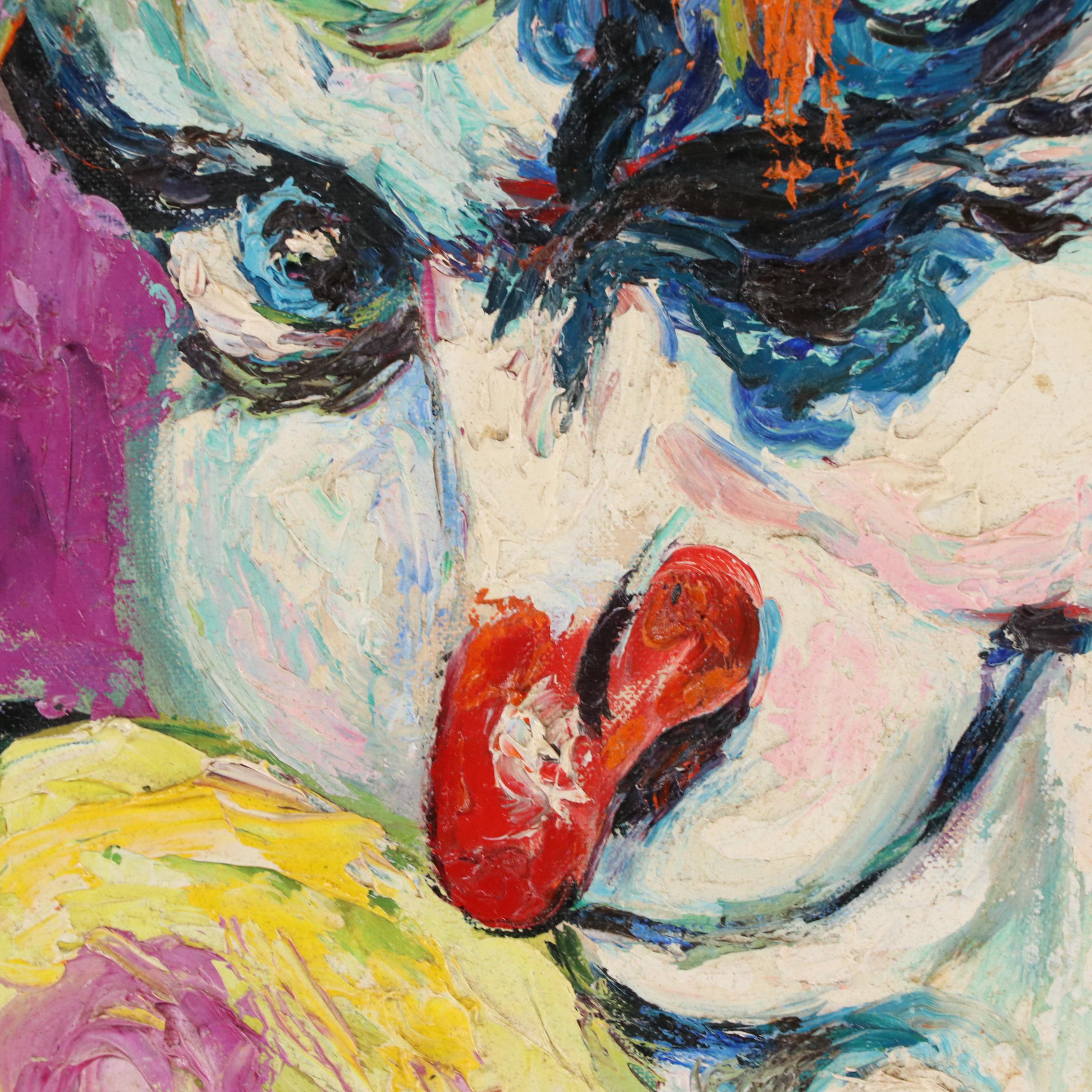 Jade Pasteur Palette Knife Oil Painting Portrait of a Clown