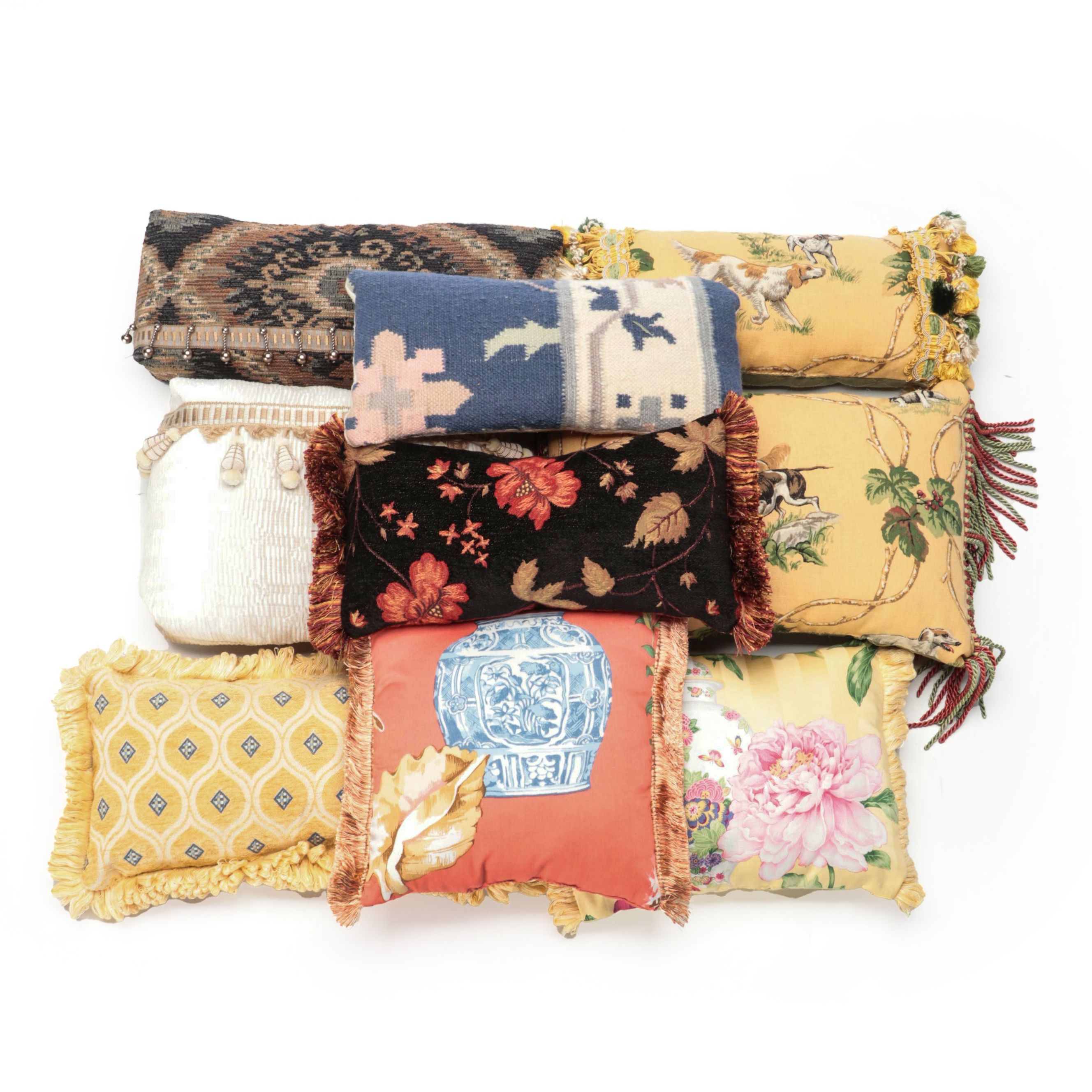 Tassel, Bead and Fringe Embellished Accent Pillows