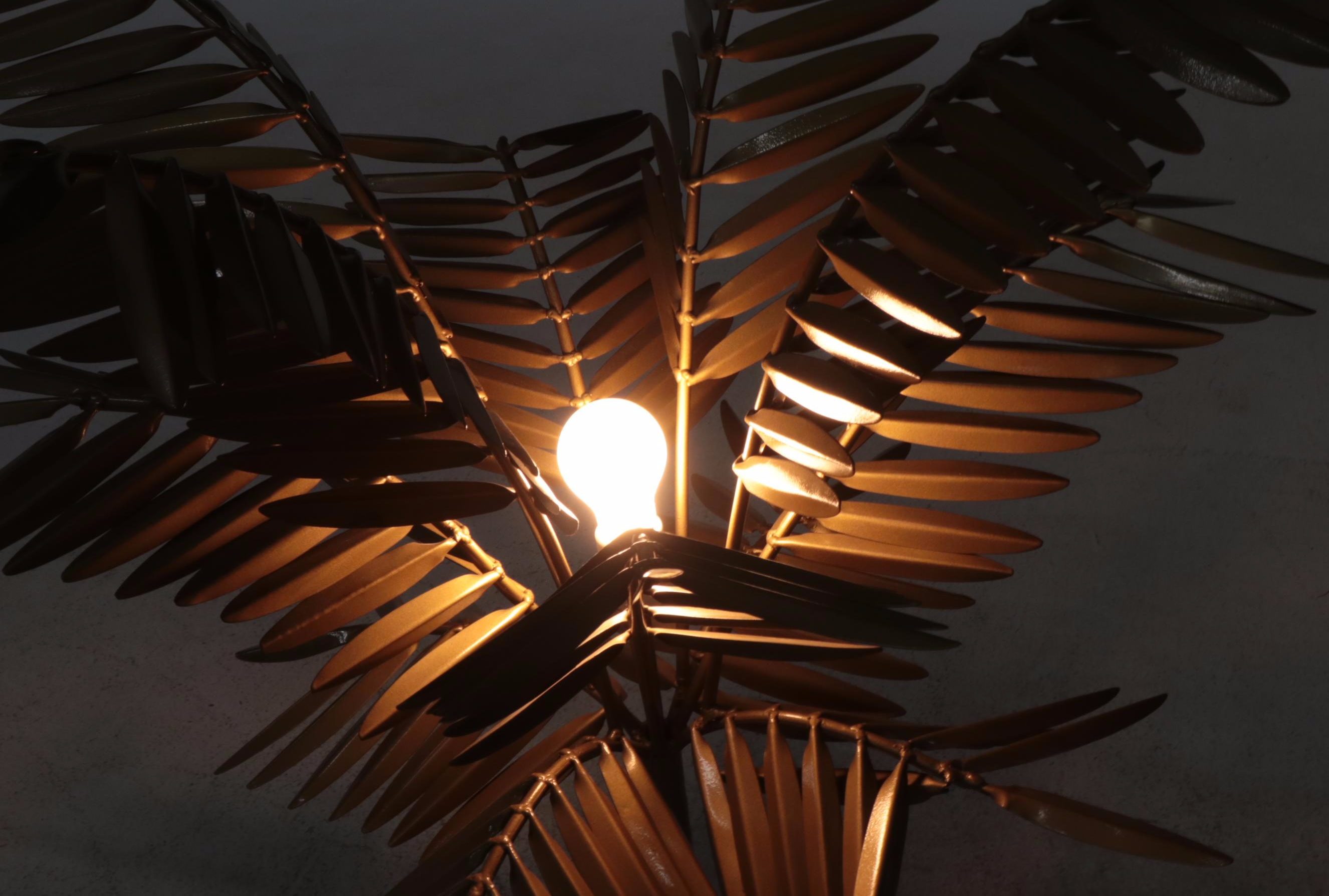 Gilt Metal Palm Tree Floor Lamp