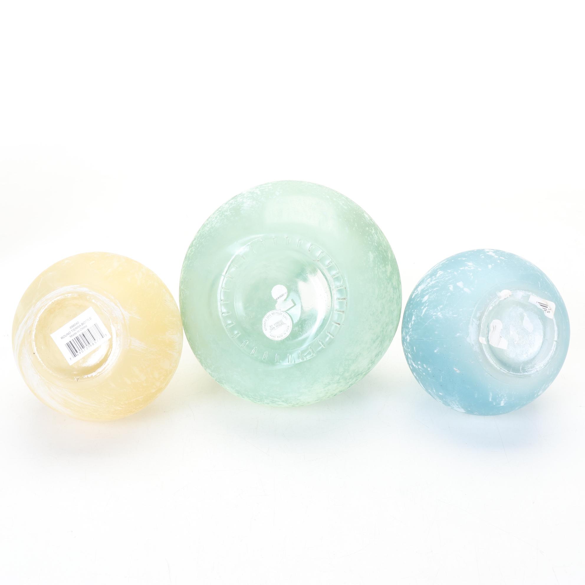 Spanish-Made Green Recycled Glass Bottle Featured In Frosted Glass Collection