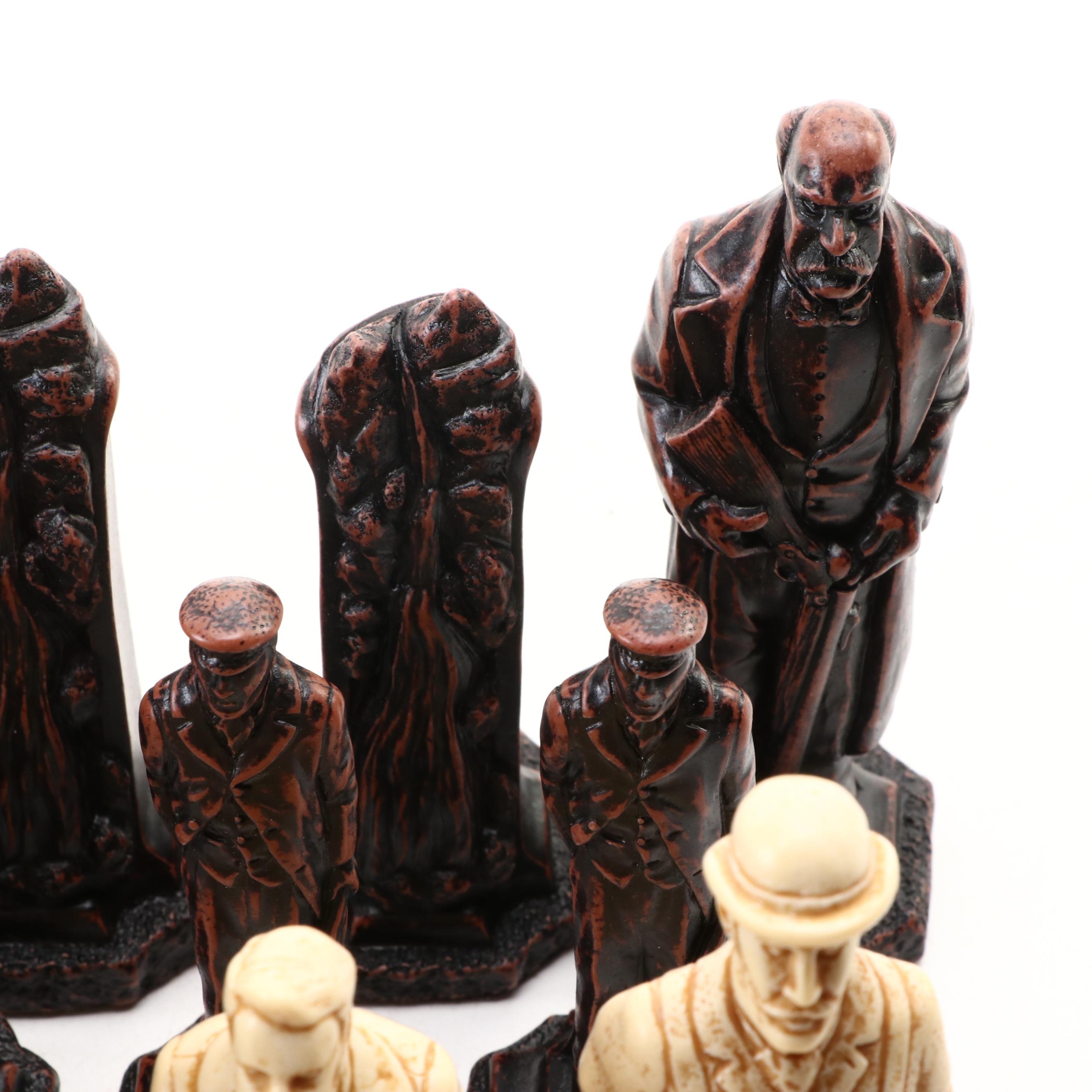 Studio Anne Carlton Resin Sherlock Holmes Themed Chess Pieces