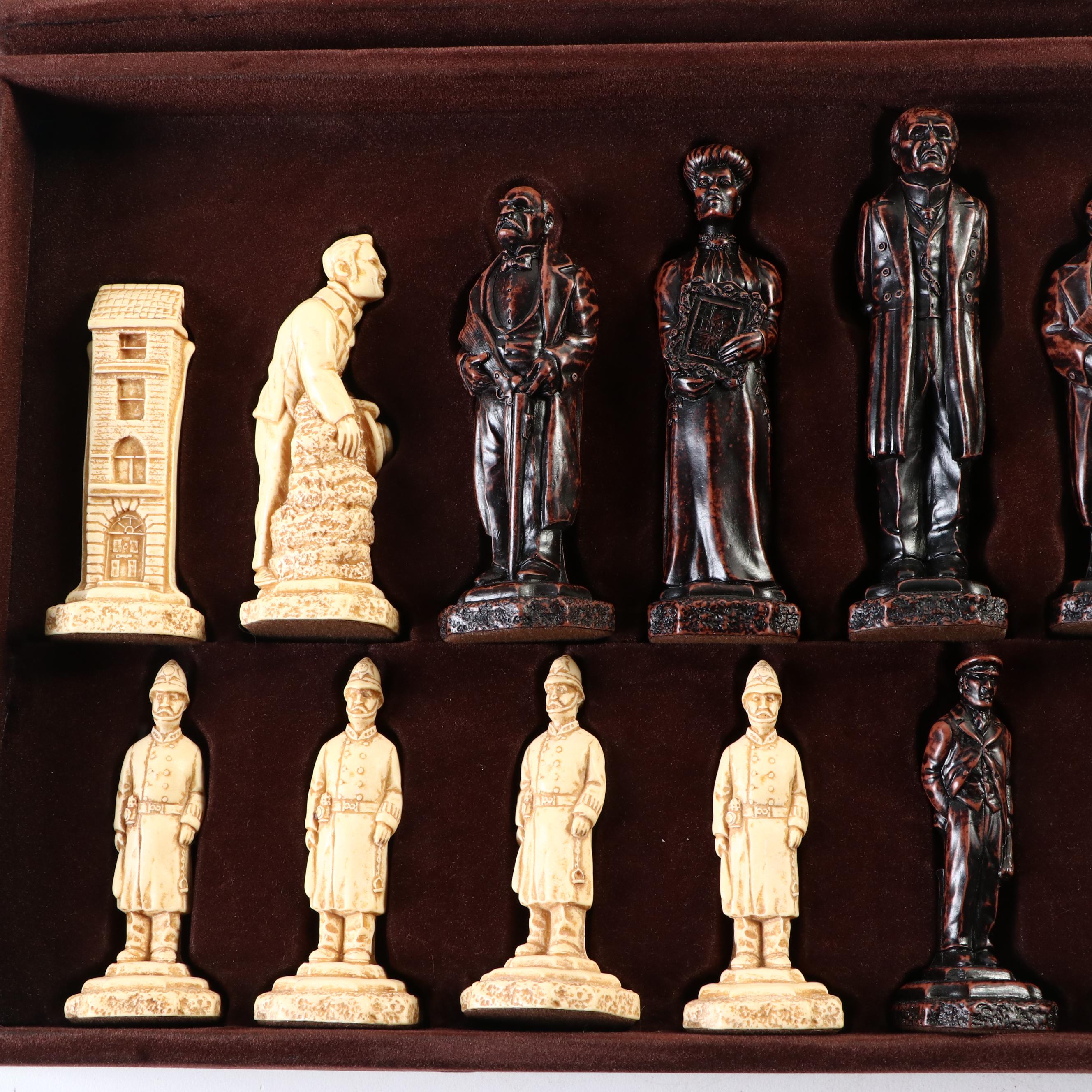 Studio Anne Carlton Resin Sherlock Holmes Themed Chess Pieces