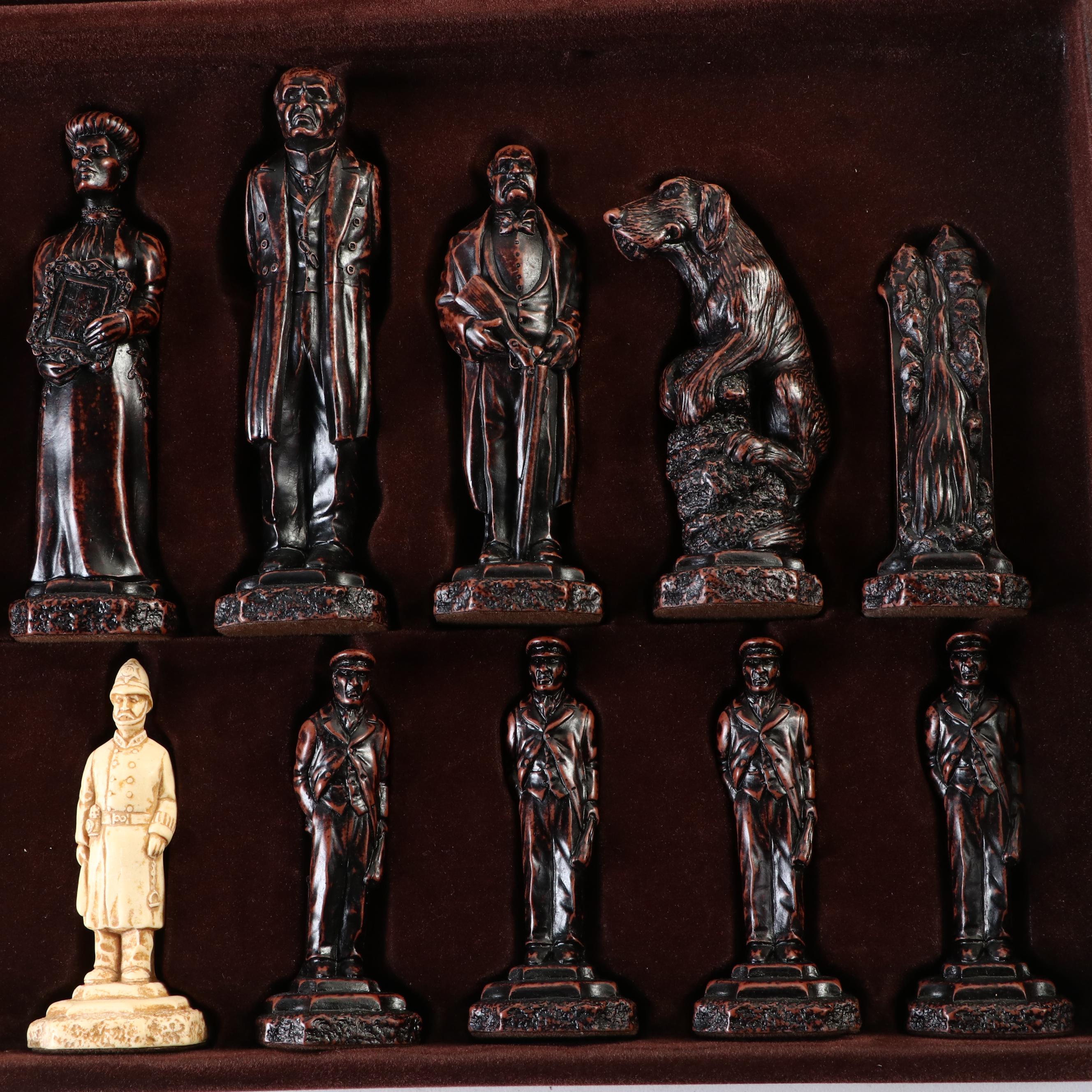 Studio Anne Carlton Resin Sherlock Holmes Themed Chess Pieces