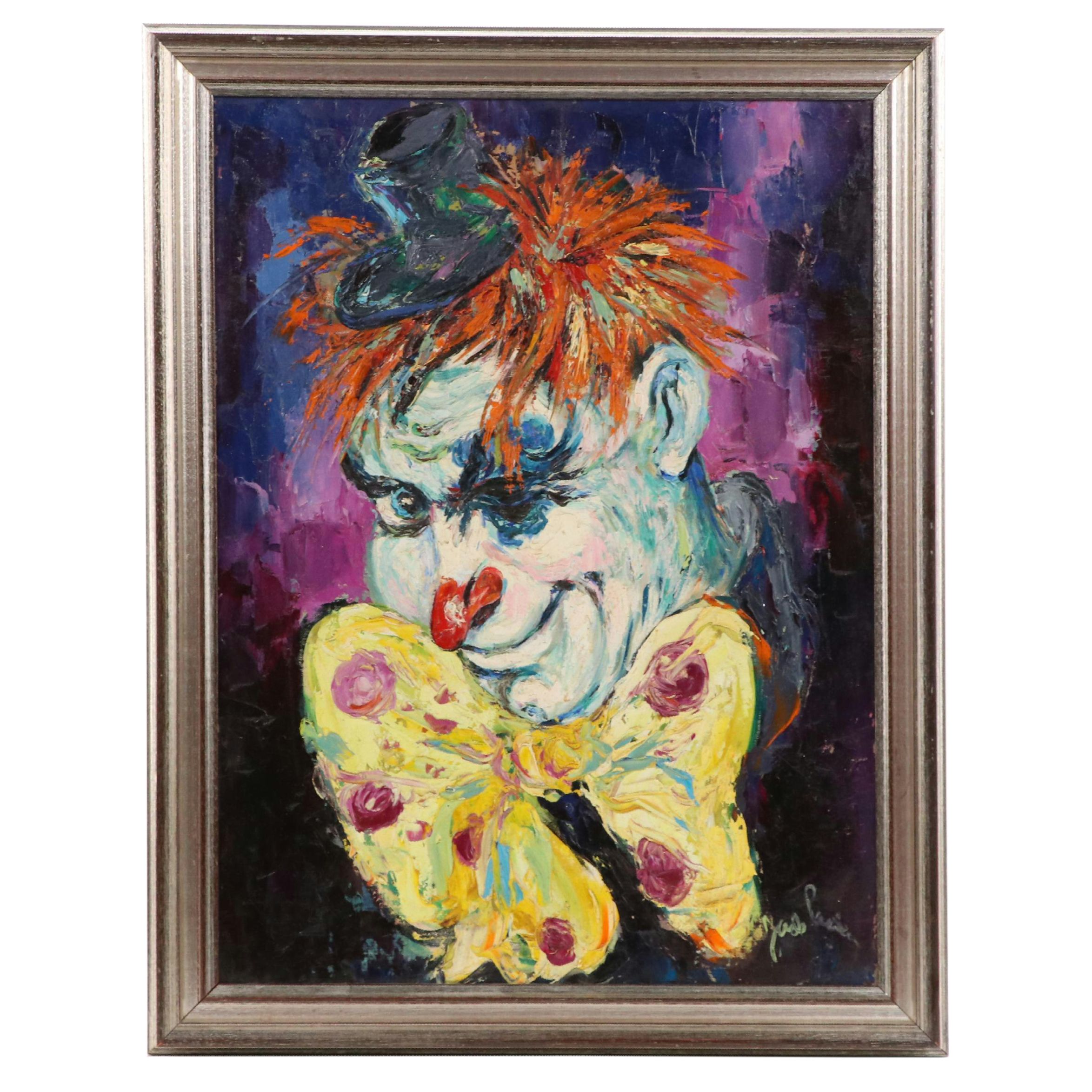 Jade Pasteur Palette Knife Oil Painting Portrait of a Clown