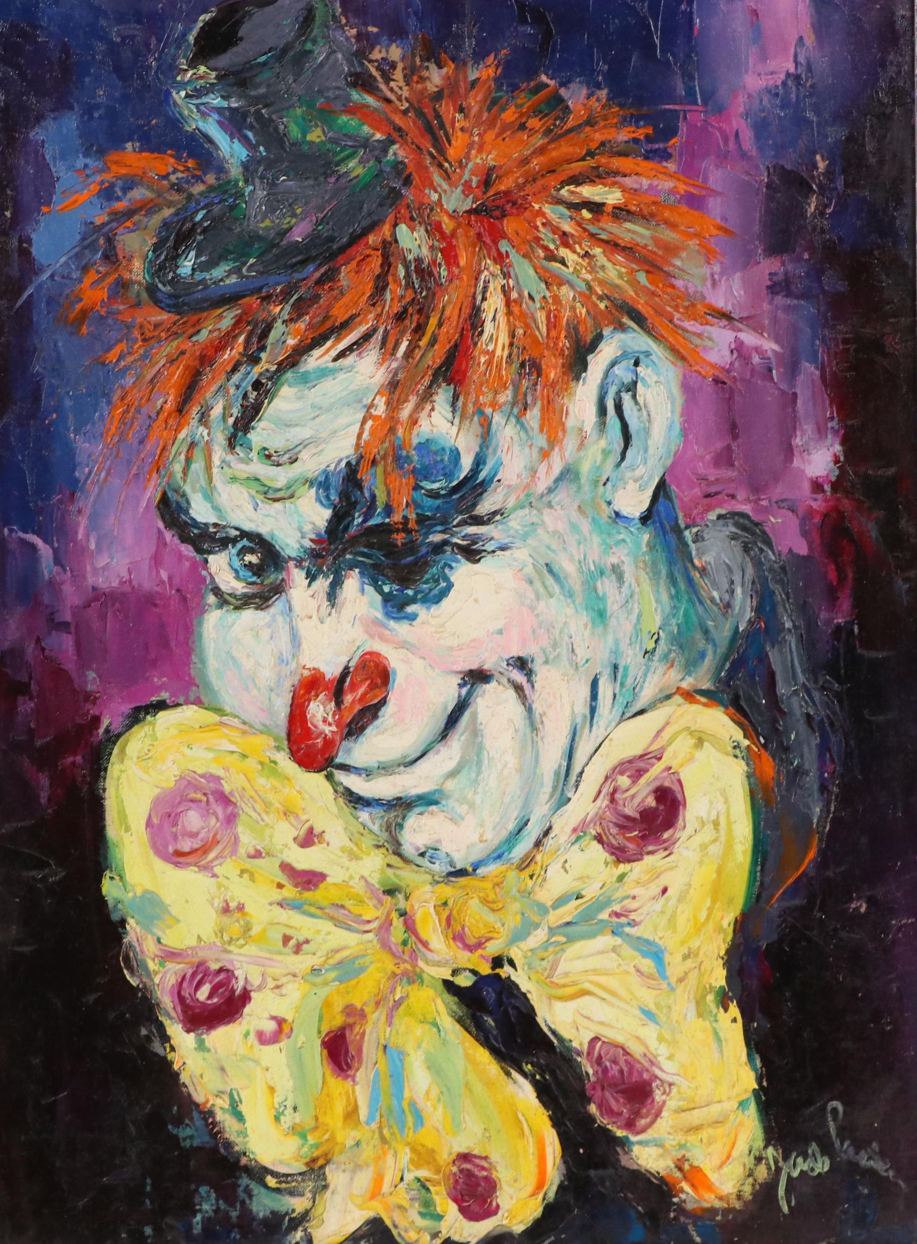Jade Pasteur Palette Knife Oil Painting Portrait of a Clown