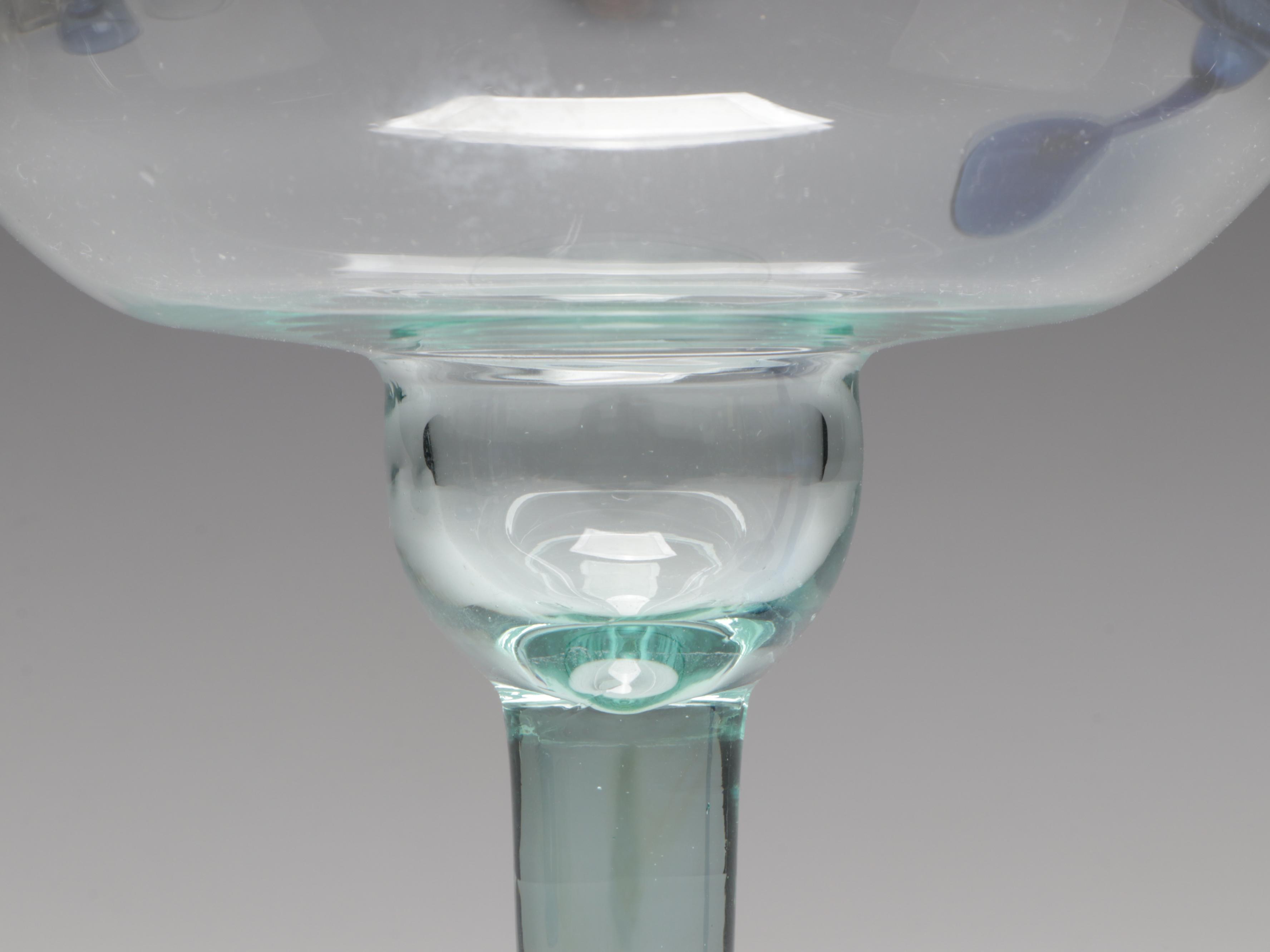 Mexican Clear Green and Cobalt Blue Margarita Glasses