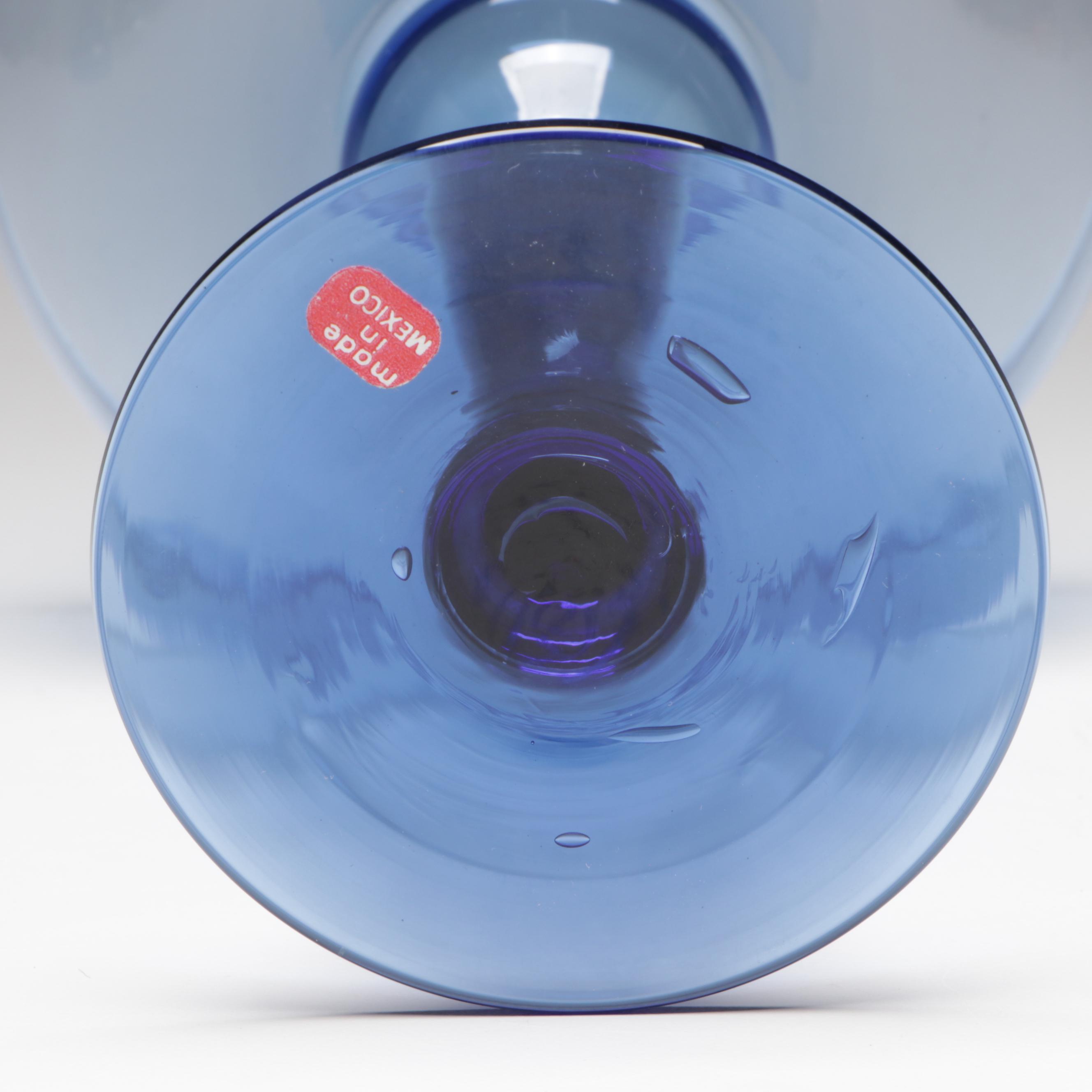 Mexican Clear Green and Cobalt Blue Margarita Glasses