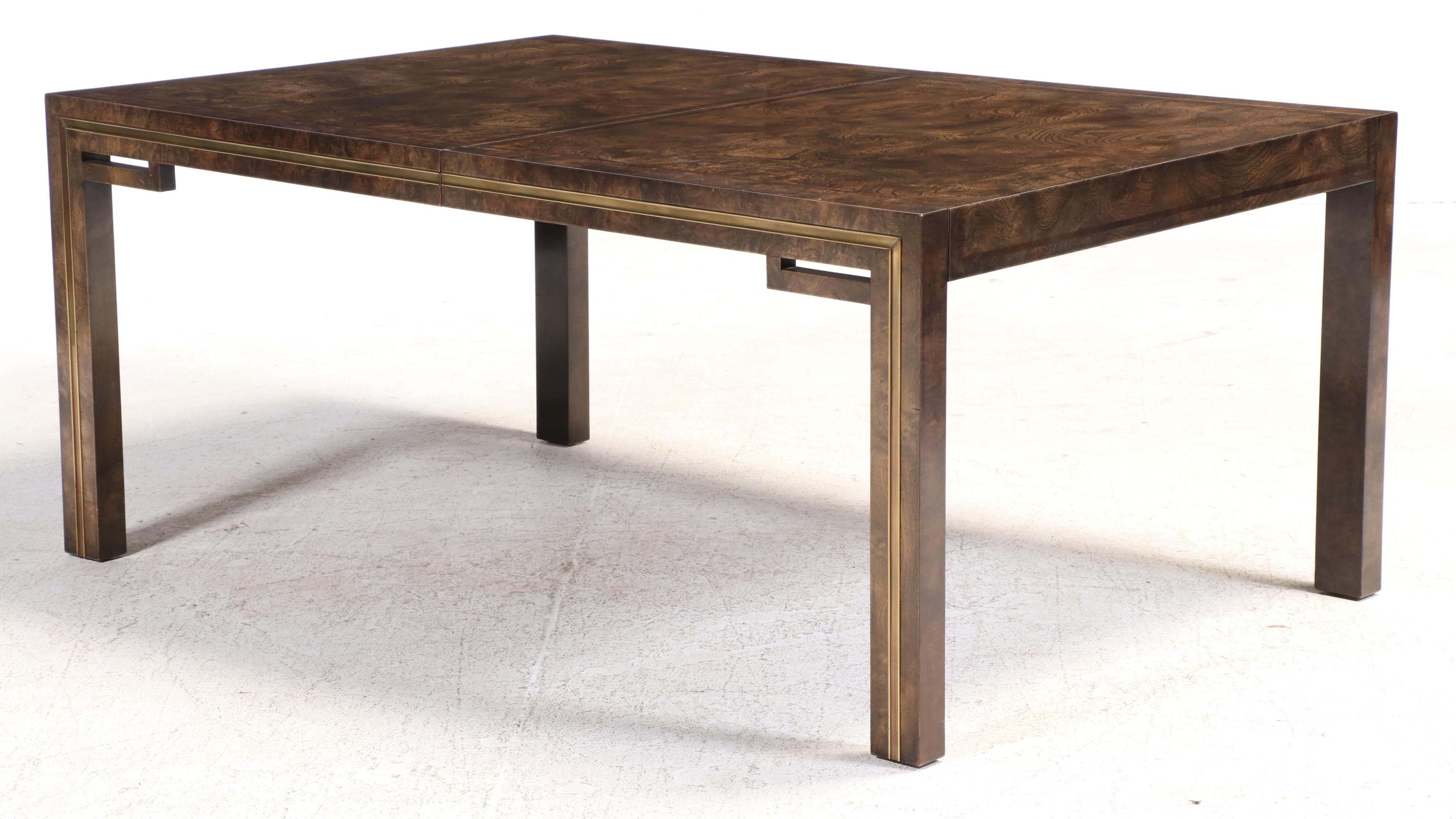 Burl Elm & Custom-Upholstered Dining Set, Incl. William Doezema for Mastercraft