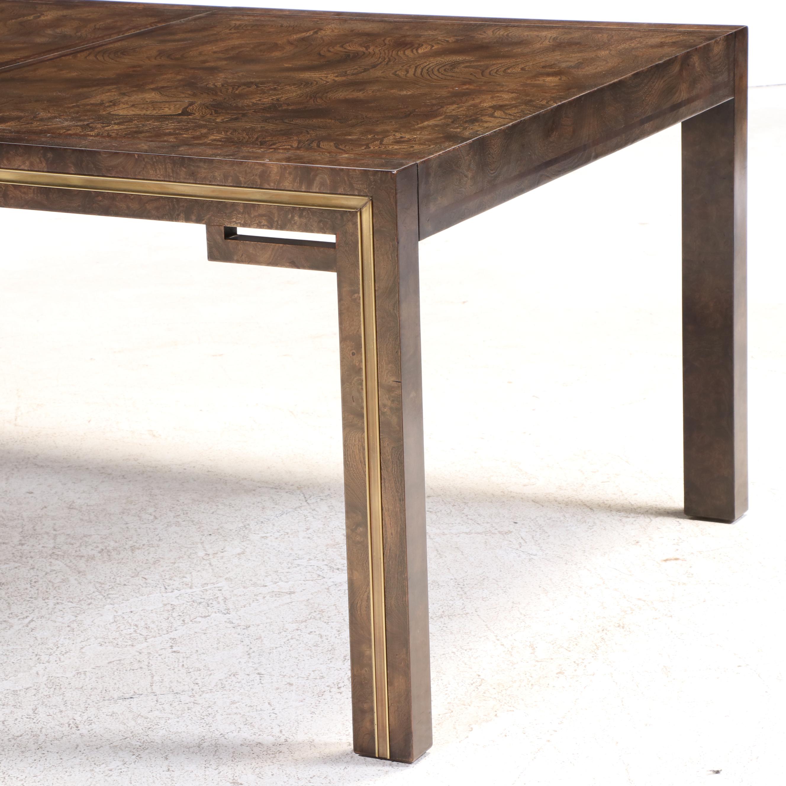 Burl Elm & Custom-Upholstered Dining Set, Incl. William Doezema for Mastercraft