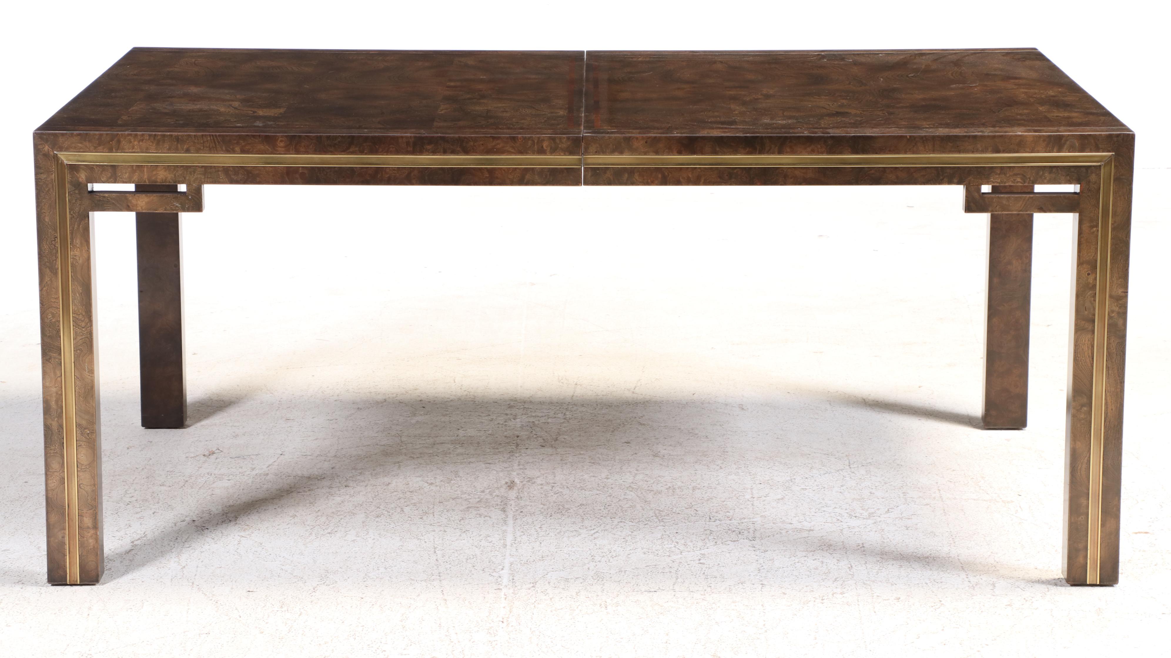 Burl Elm & Custom-Upholstered Dining Set, Incl. William Doezema for Mastercraft