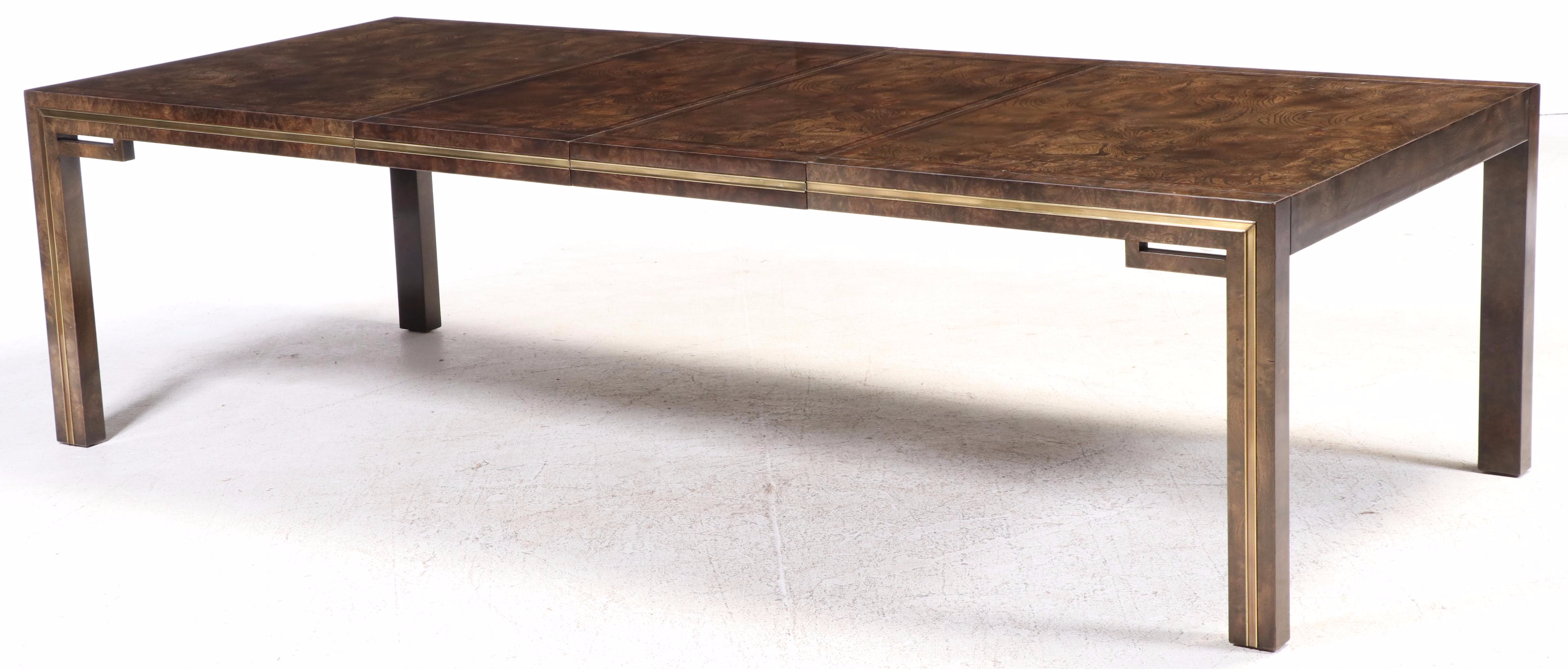 Burl Elm & Custom-Upholstered Dining Set, Incl. William Doezema for Mastercraft