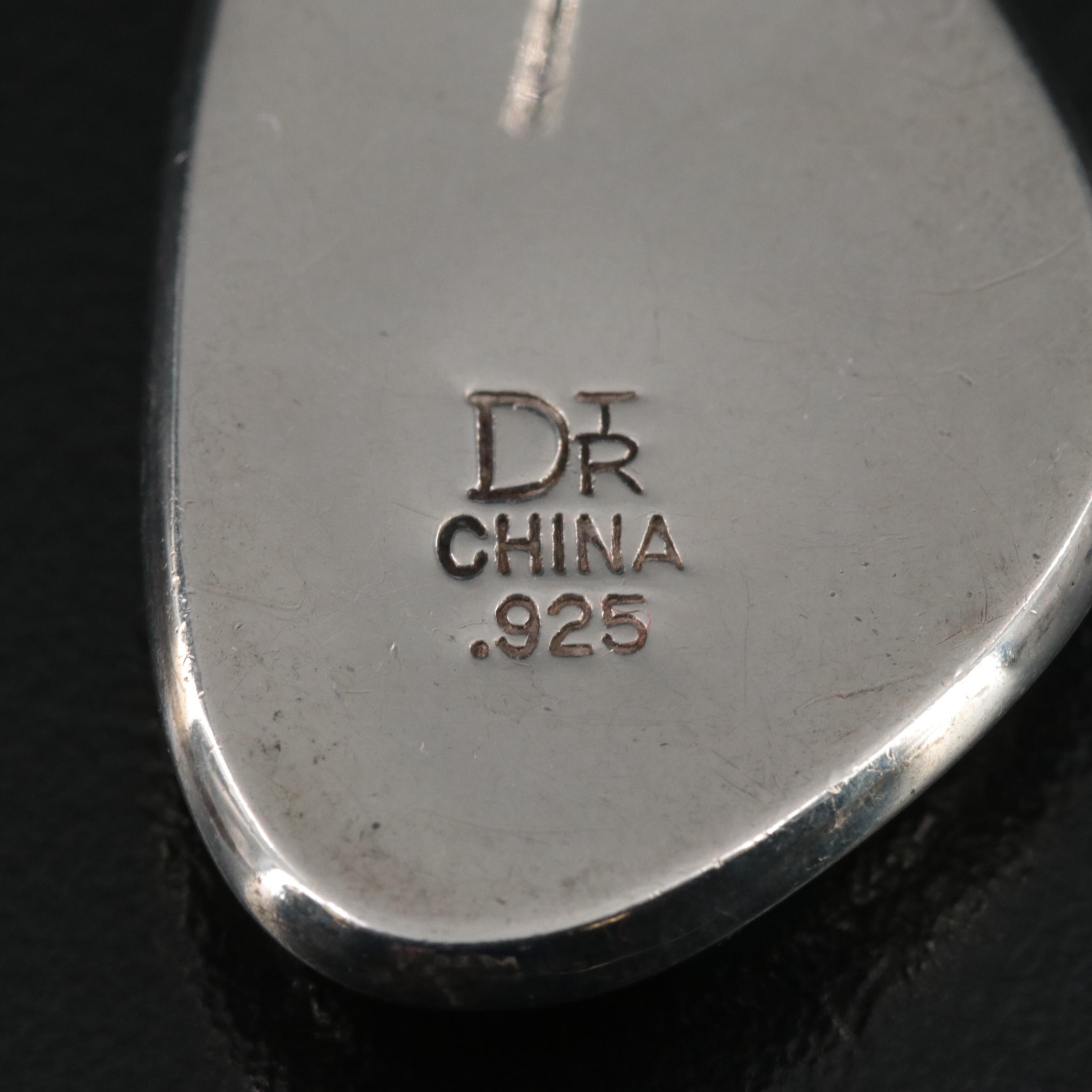 Desert Rose Trading Sterling Earrings with Coral and Mother-Of-Pearl Inlay