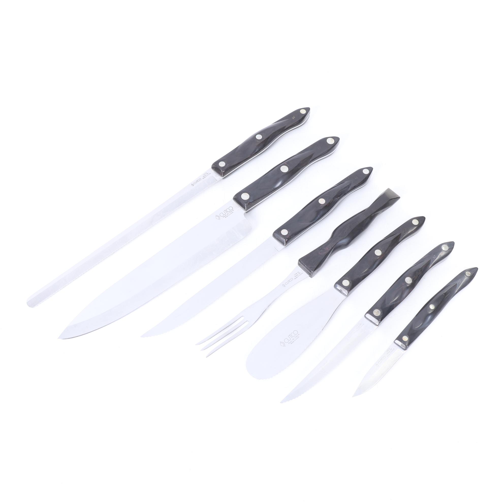 Cutco Knife Block With Six Knives and Carving Fork