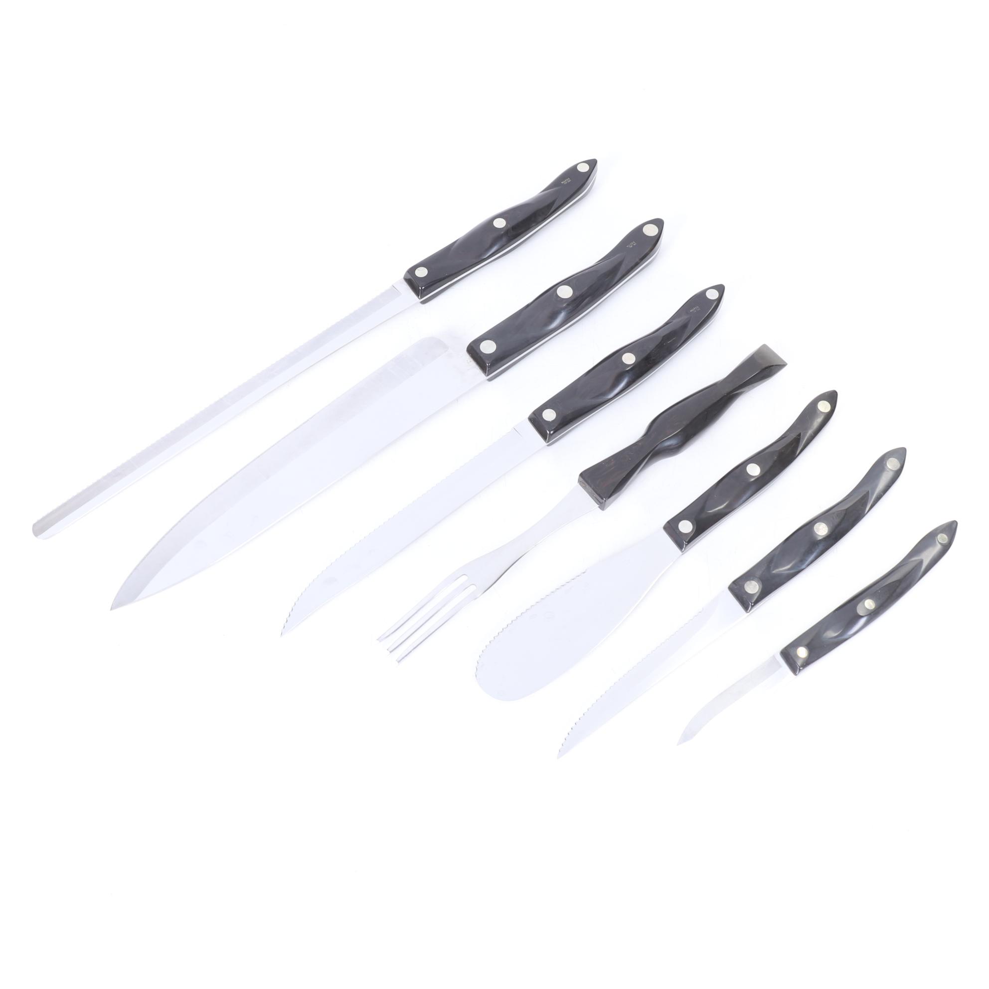 Cutco Knife Block With Six Knives and Carving Fork