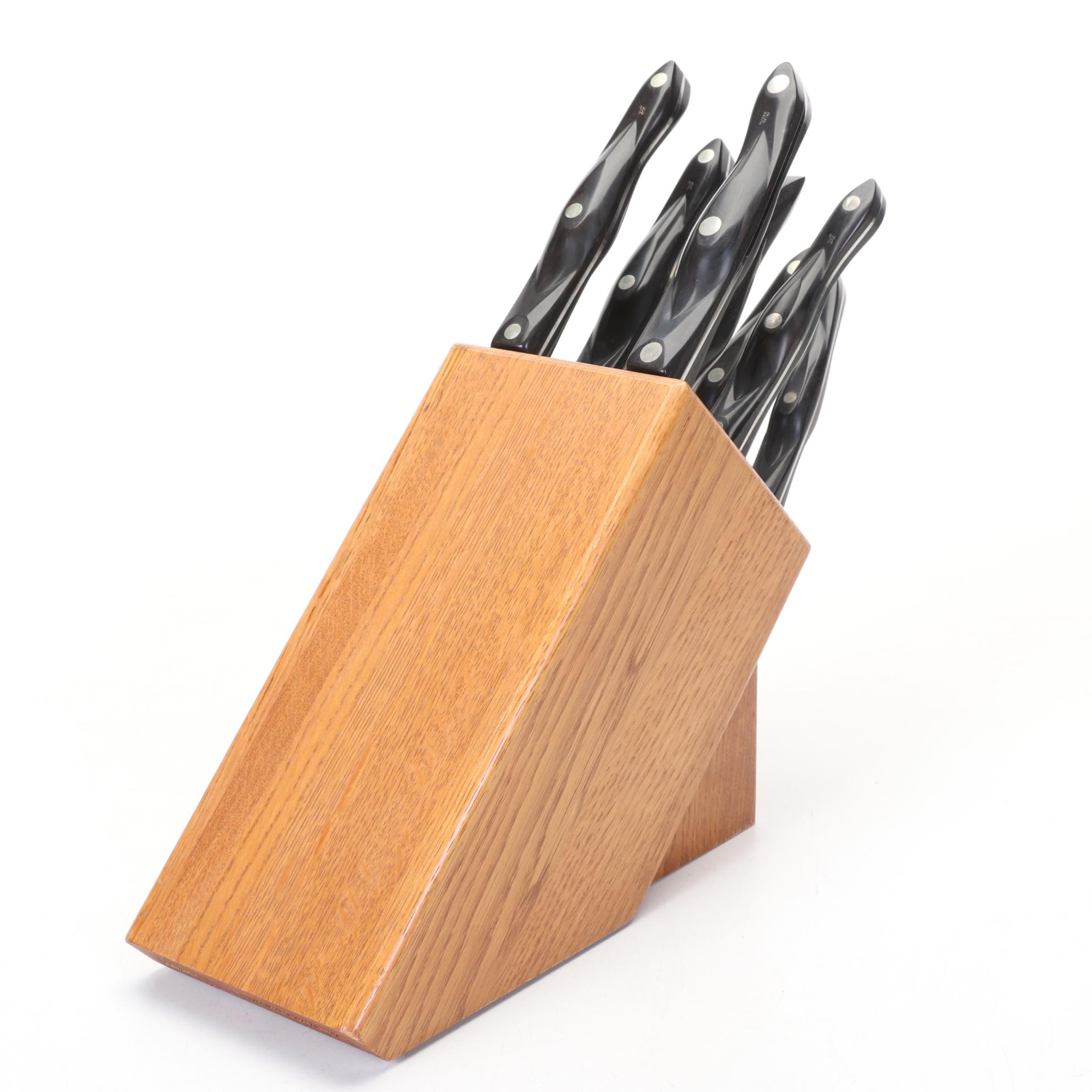 Cutco Knife Block With Six Knives and Carving Fork