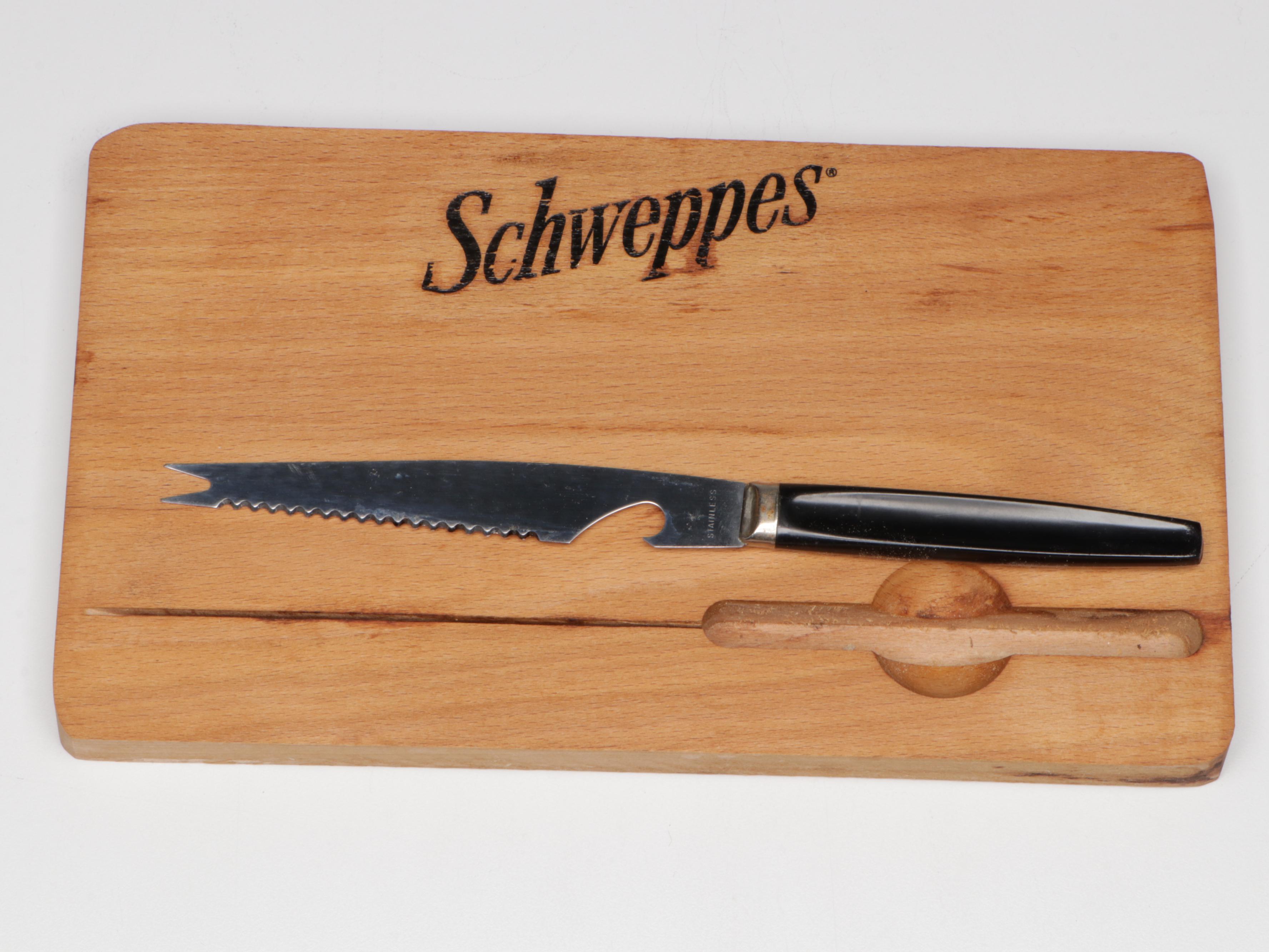 Schweppes Wood Cheese Board and Glass Highball Glasses with More